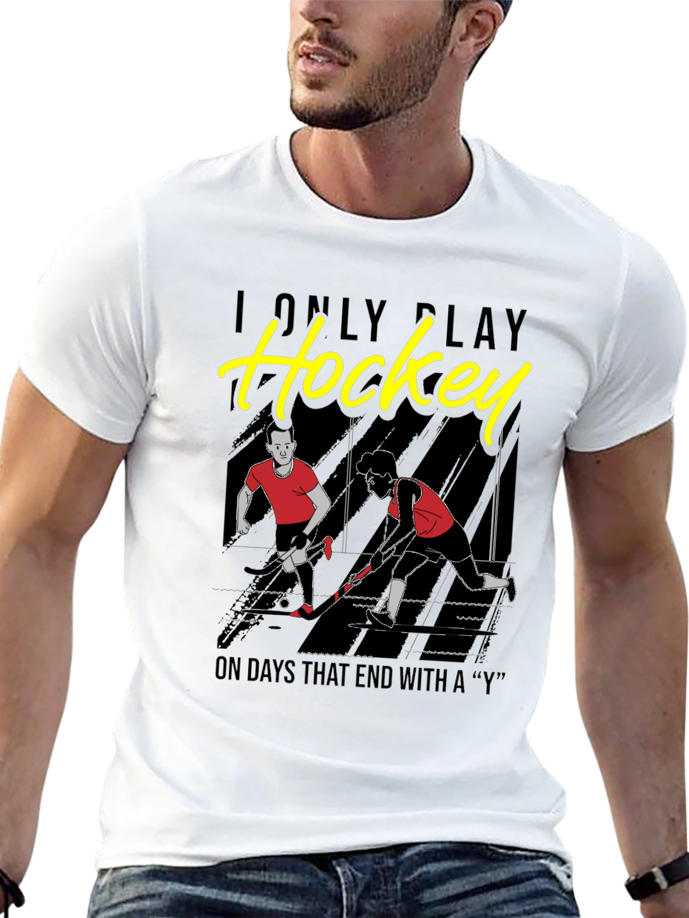 Funny Hockey Player Graphic T-Shirt