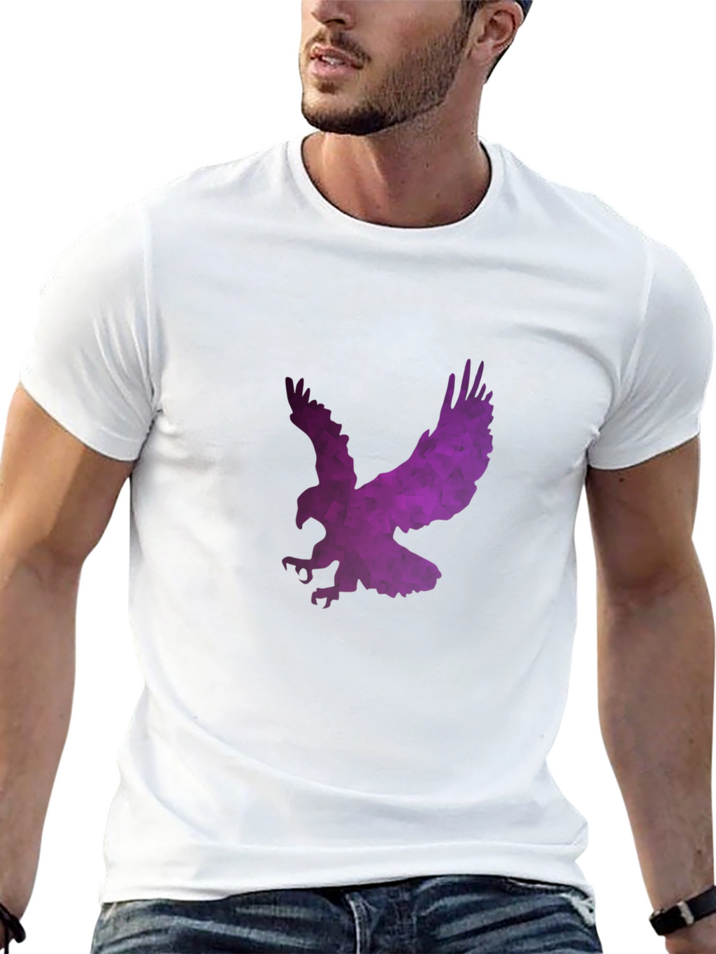 Geometric Eagle Graphic Black T-Shirt