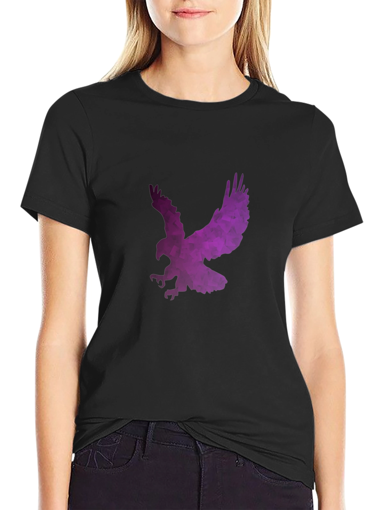 Geometric Eagle Graphic Black T-Shirt