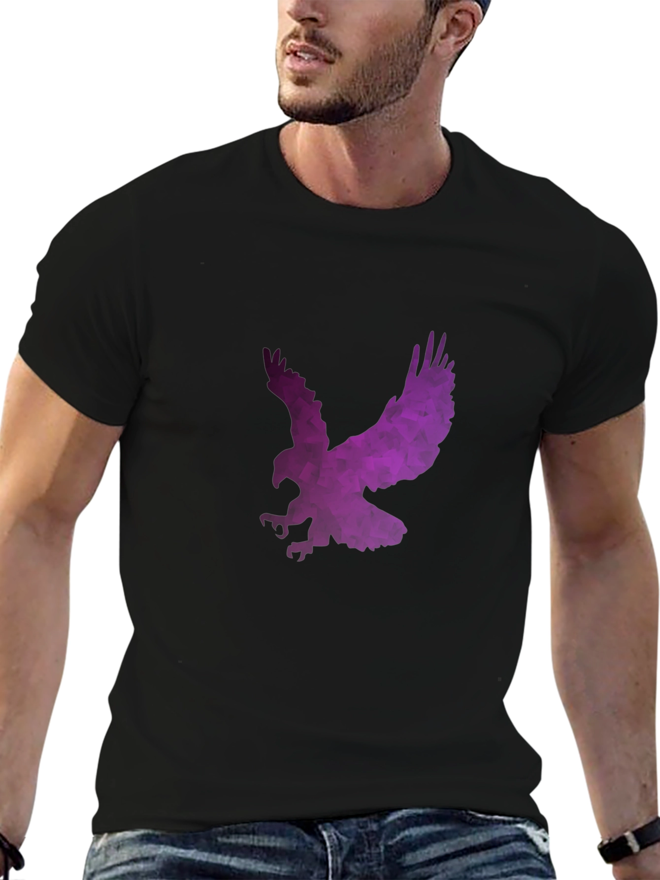 Geometric Eagle Graphic Black T-Shirt