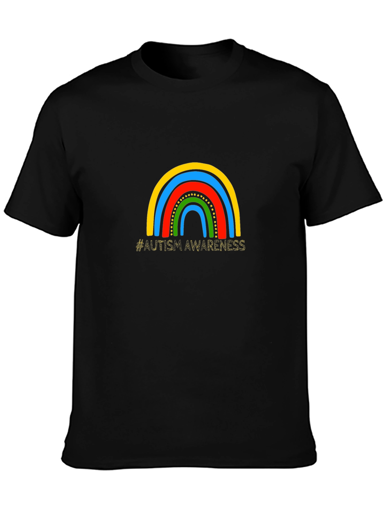 Autism Awareness Rainbow Graphic Tee - Black