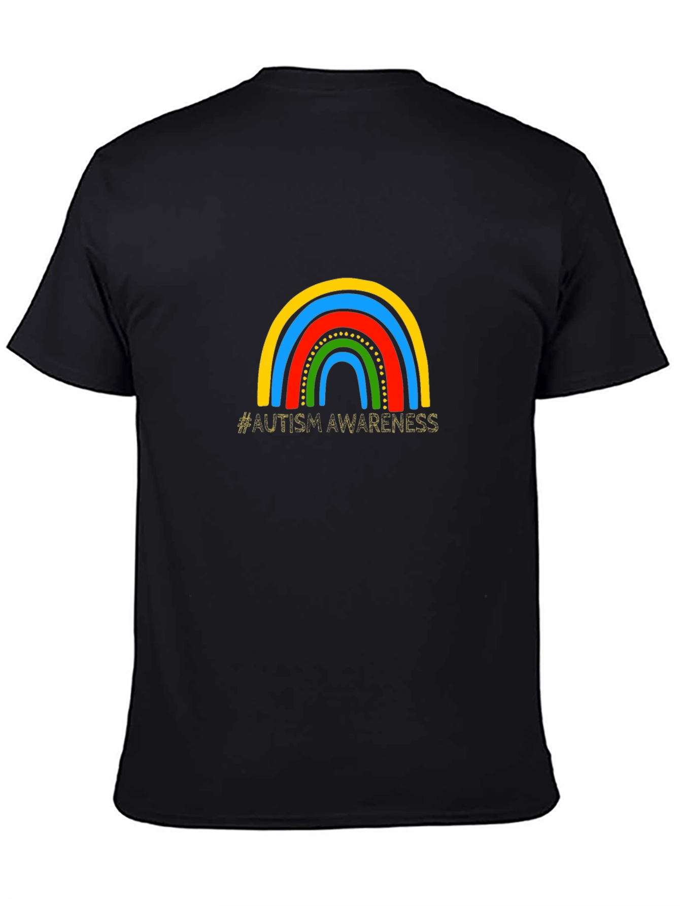 Autism Awareness Rainbow Graphic Tee - Black