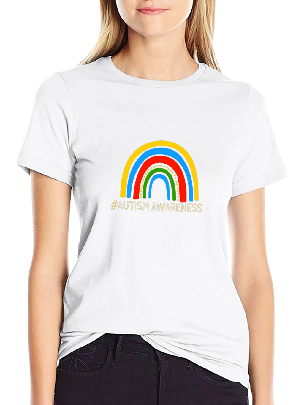 Autism Awareness Rainbow Graphic Tee - Black