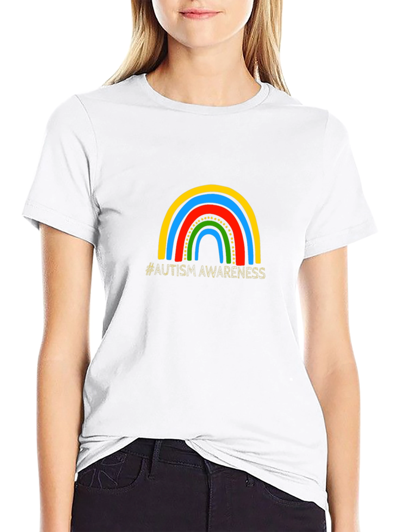 Autism Awareness Rainbow Graphic Tee - Black