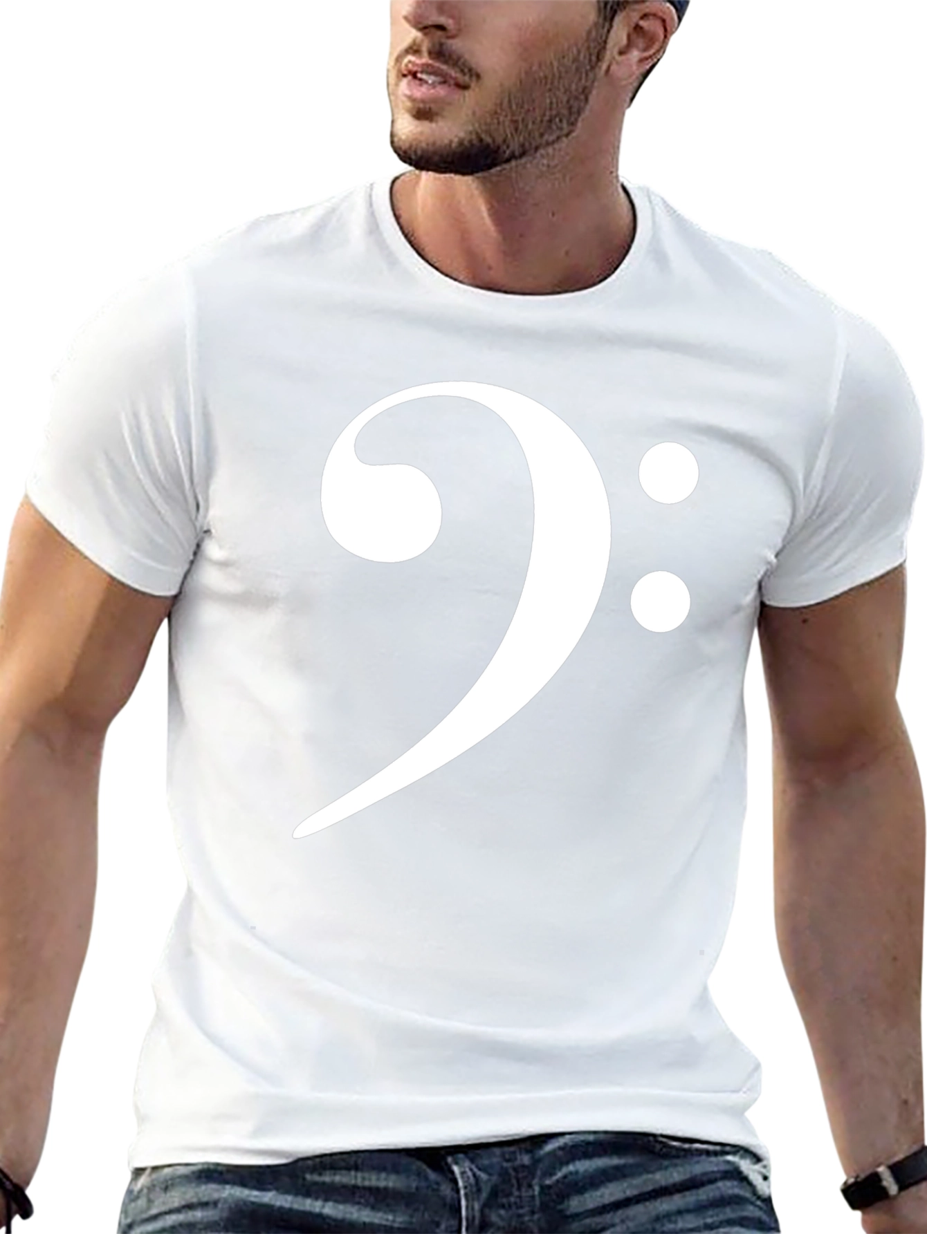 Bass Clef Black T-Shirt Music Lover Tee