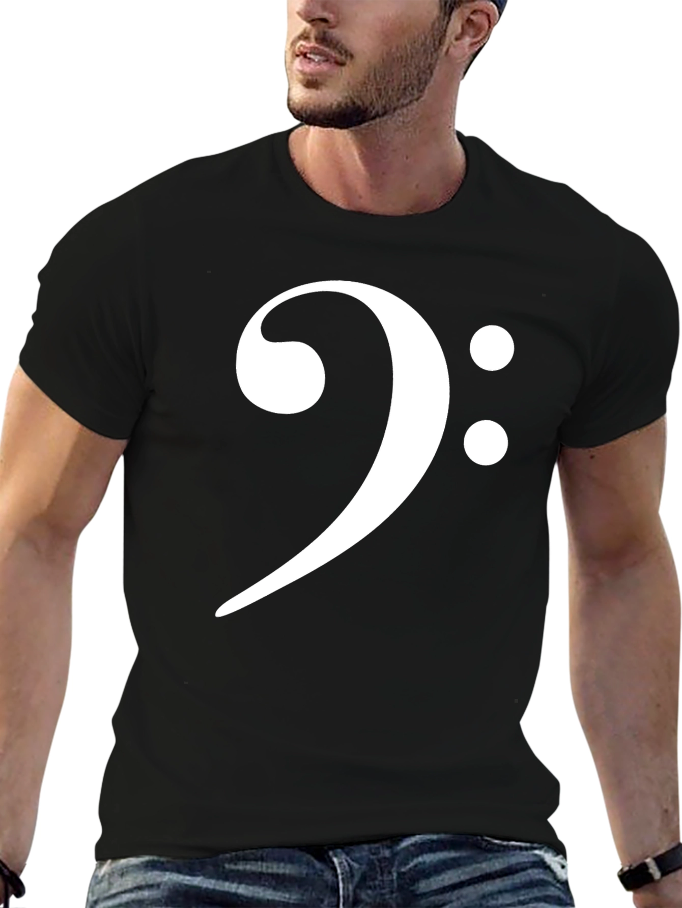 Bass Clef Black T-Shirt Music Lover Tee