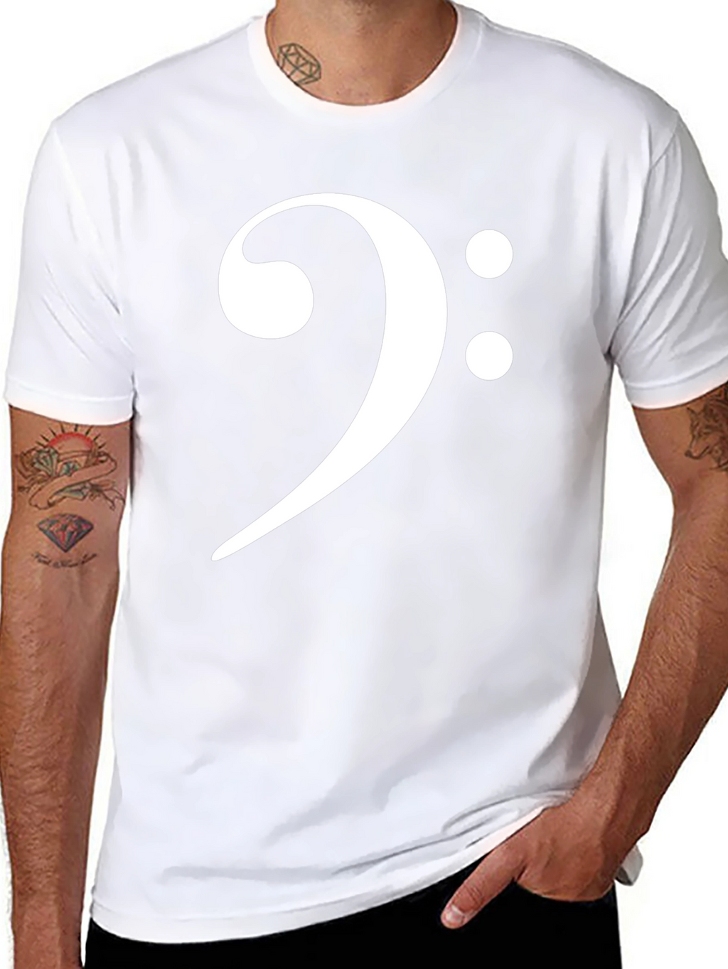 Bass Clef Black T-Shirt Music Lover Tee