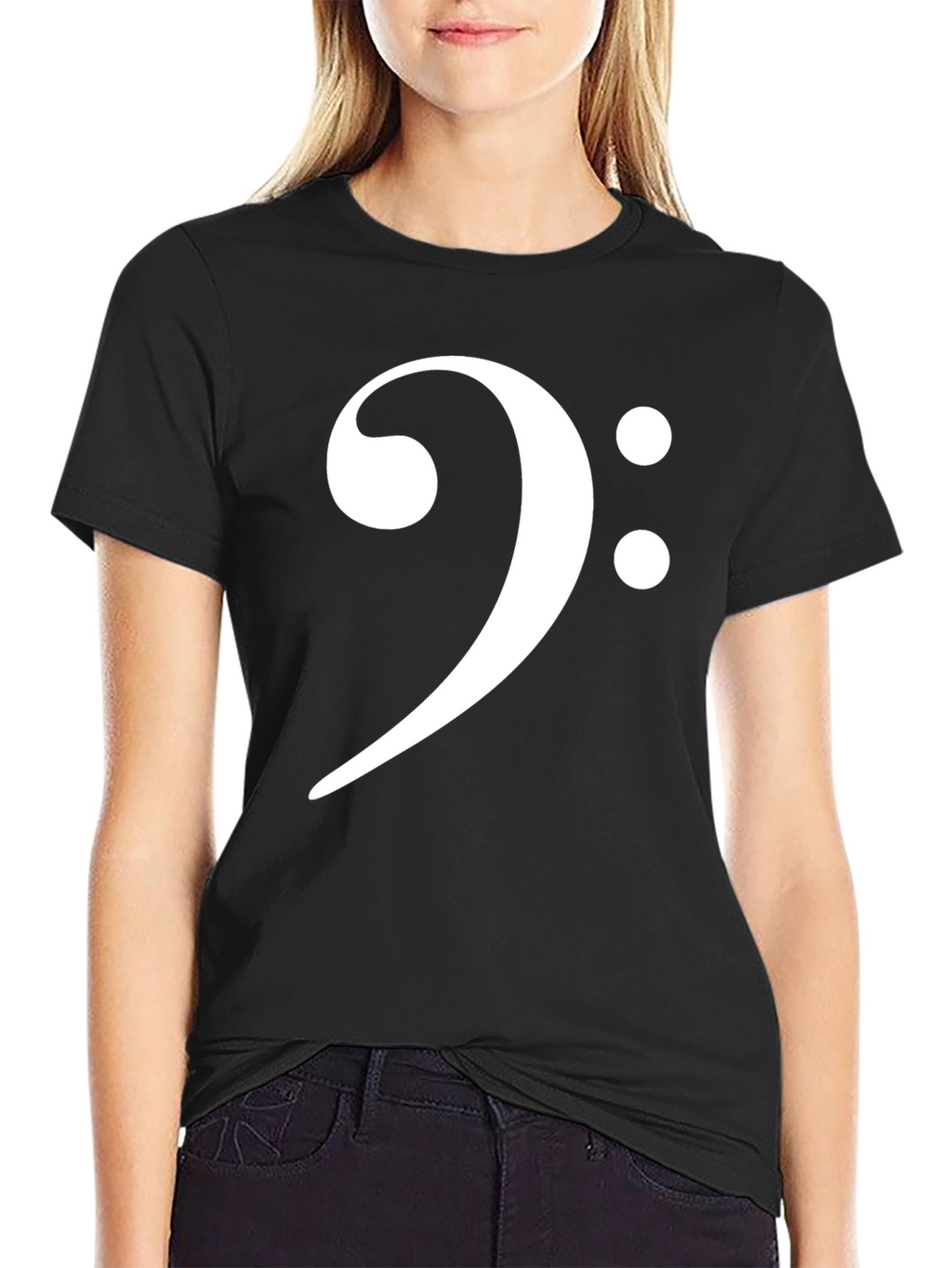 Bass Clef Black T-Shirt Music Lover Tee