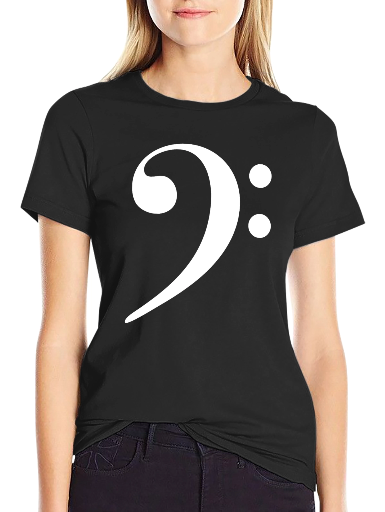 Bass Clef Black T-Shirt Music Lover Tee