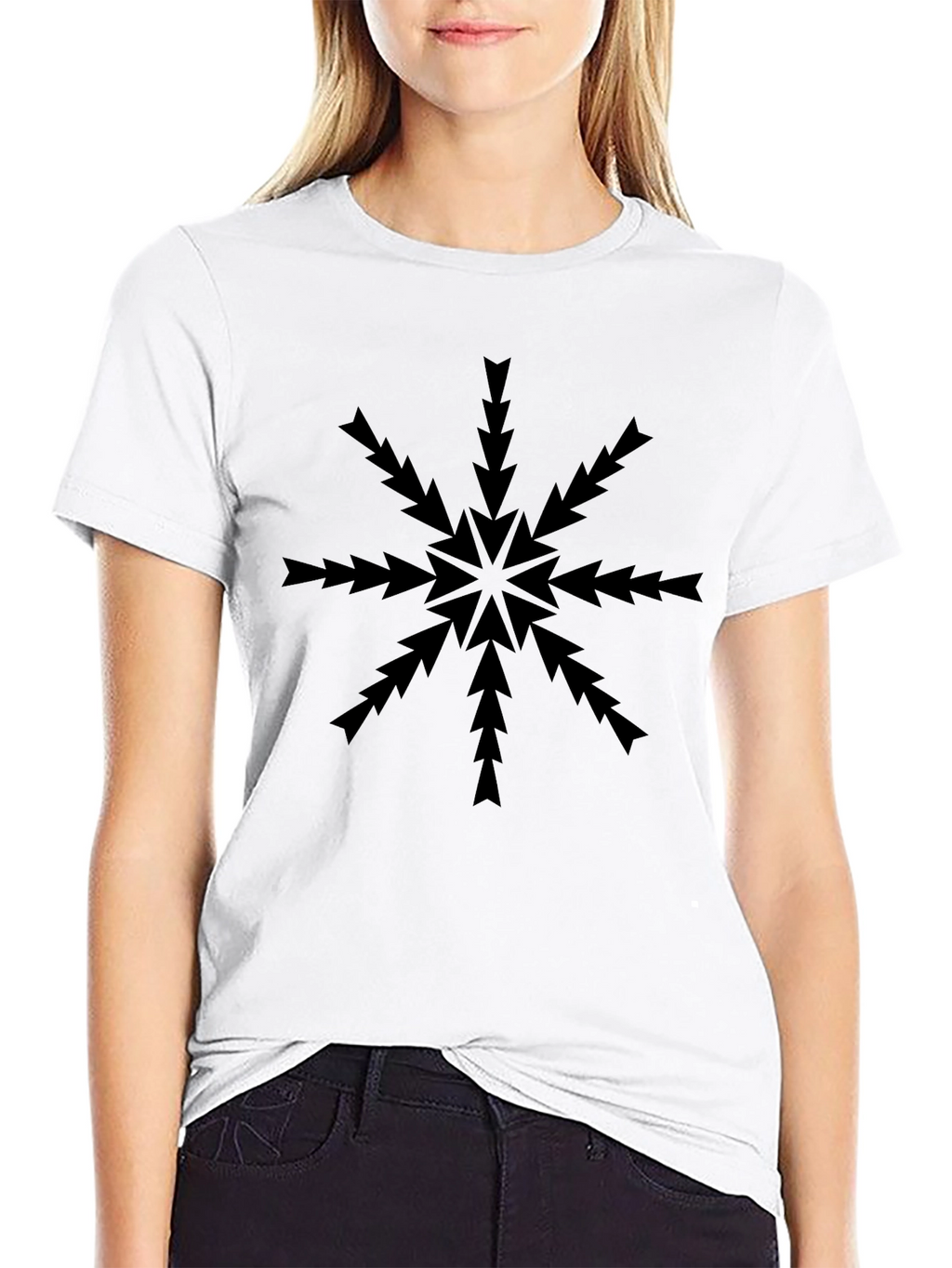 Arrow Snowflake Graphic Tee - Black Cotton