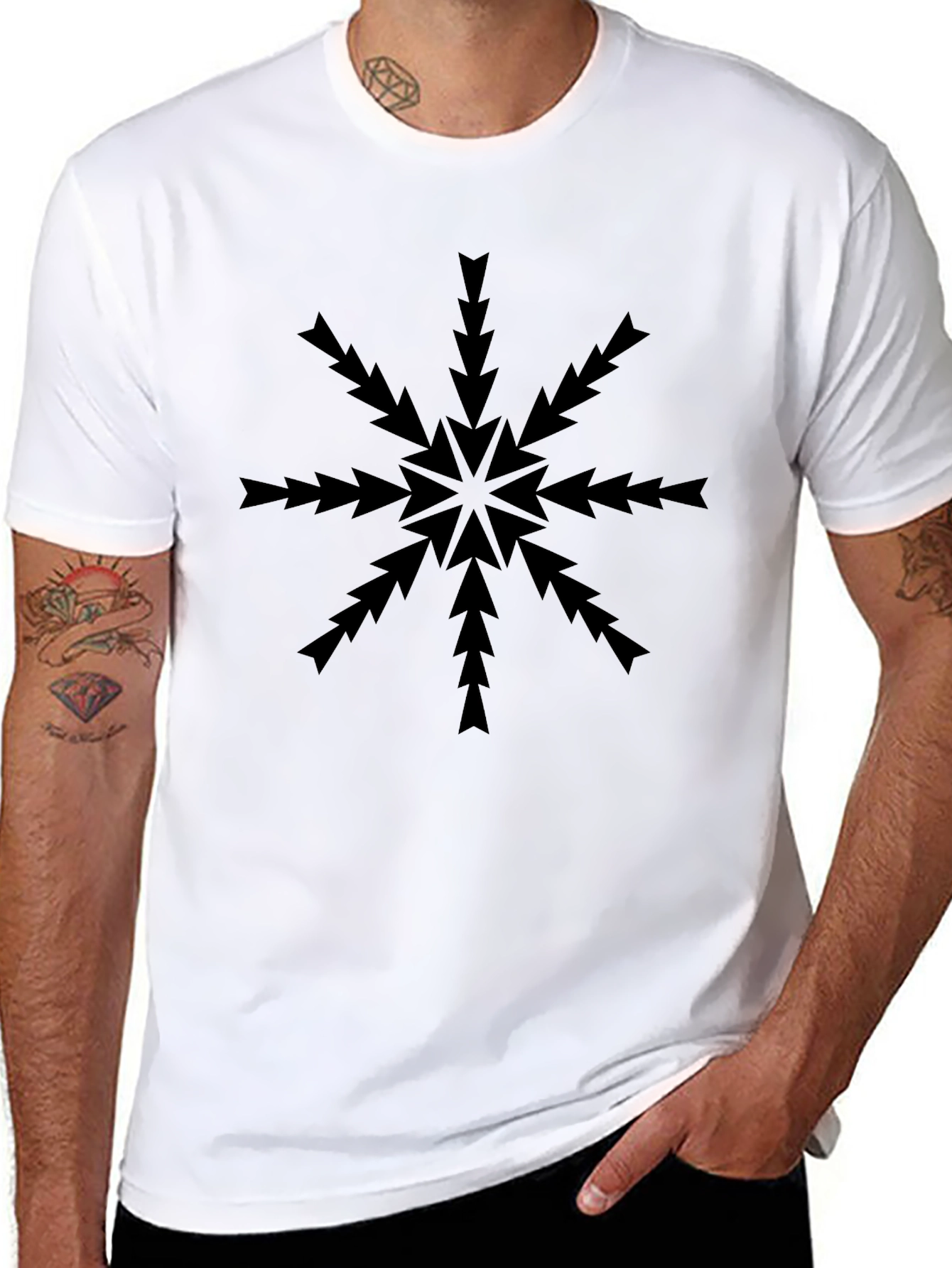 Arrow Snowflake Graphic Tee - Black Cotton