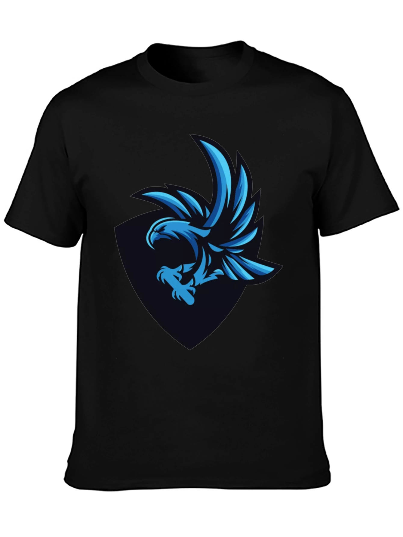 Cool Blue Eagle Graphic Tee - Mens Black T-Shirt