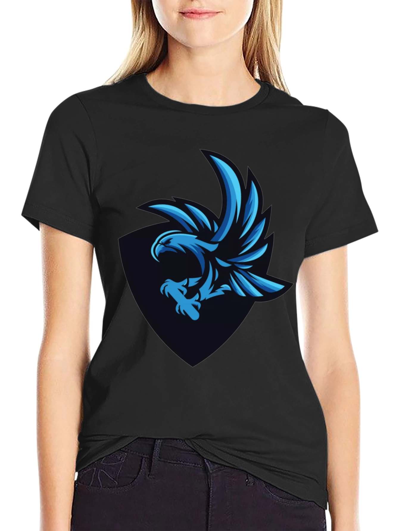 Cool Blue Eagle Graphic Tee - Mens Black T-Shirt
