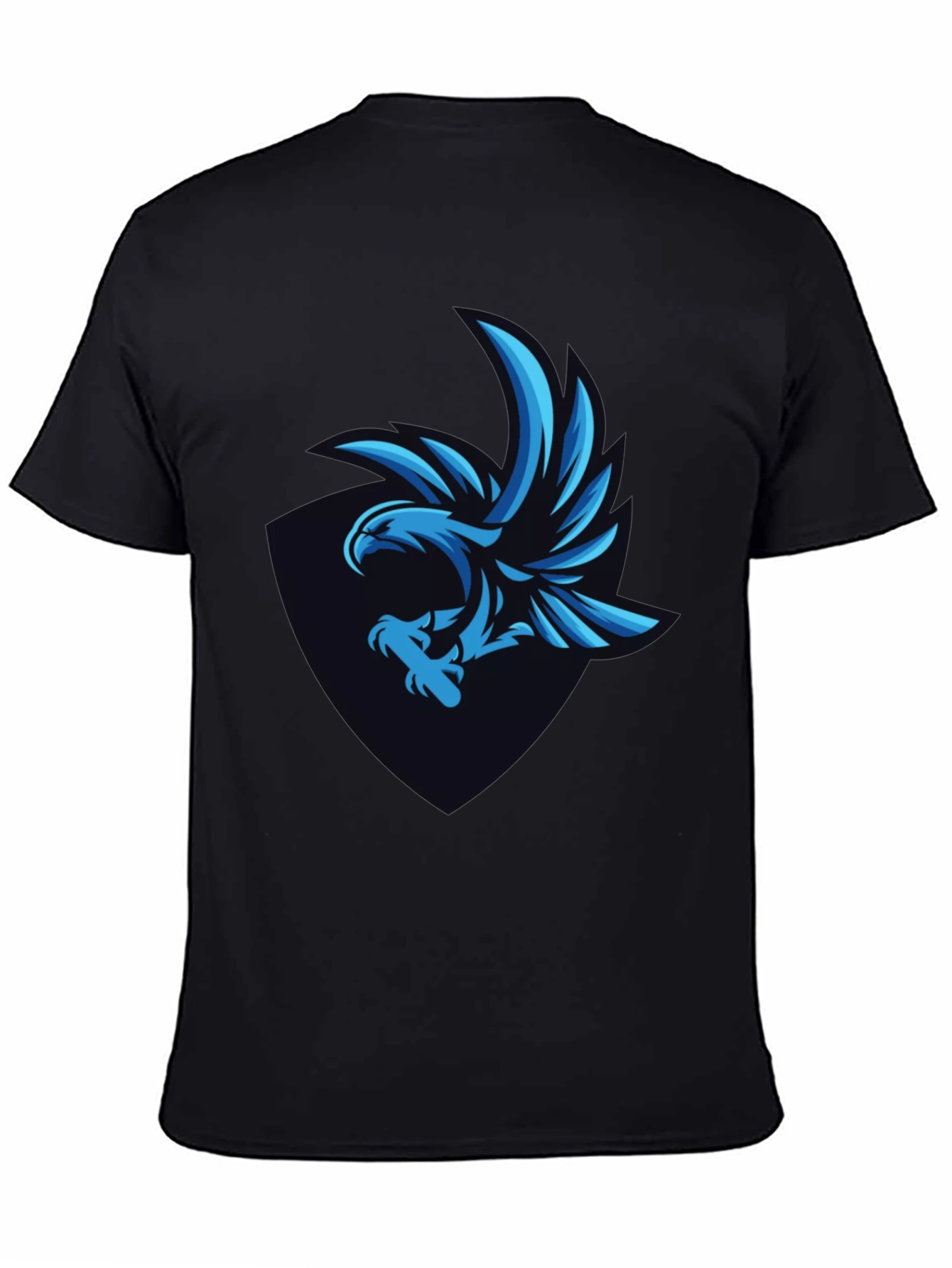 Cool Blue Eagle Graphic Tee - Mens Black T-Shirt