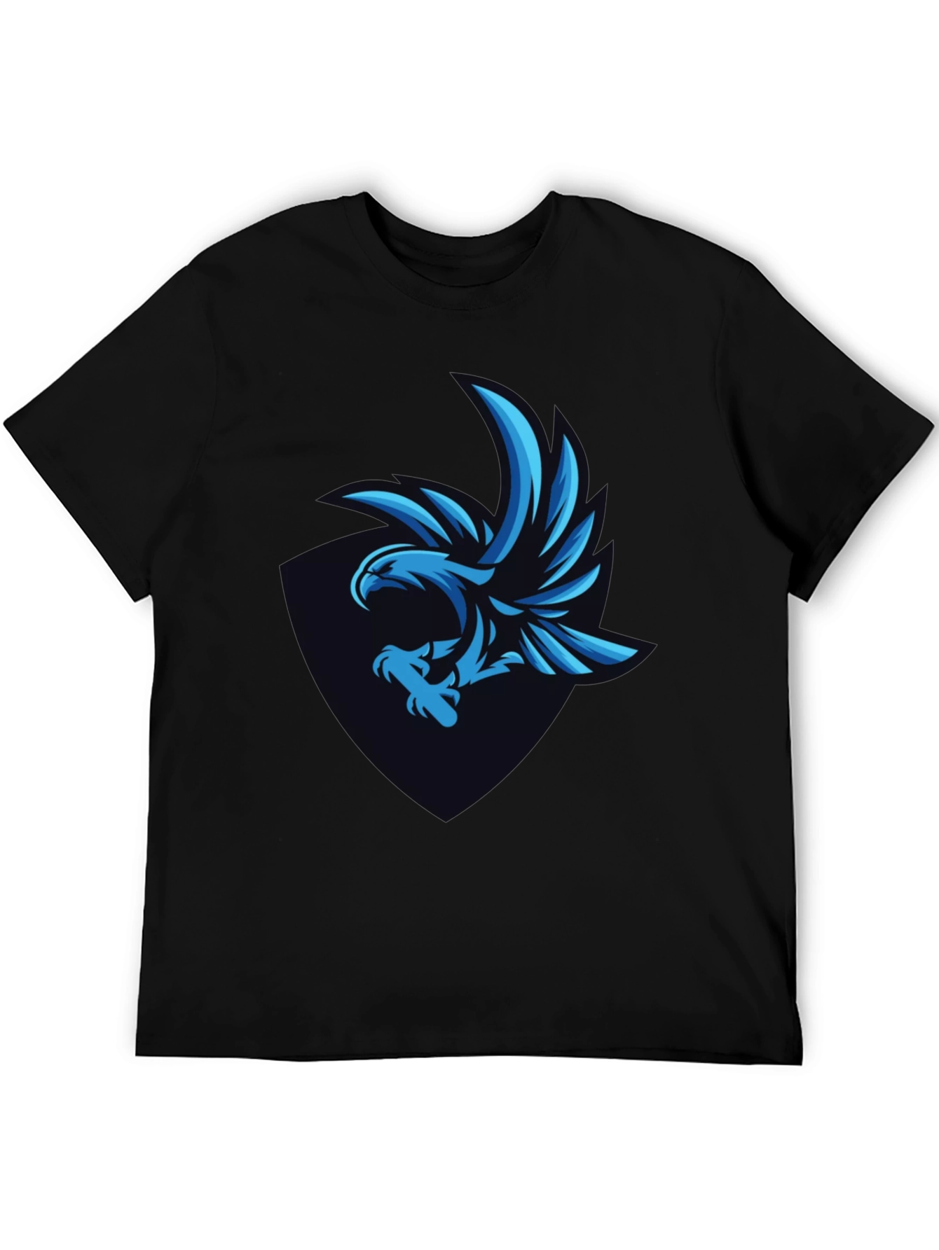 Cool Blue Eagle Graphic Tee - Mens Black T-Shirt