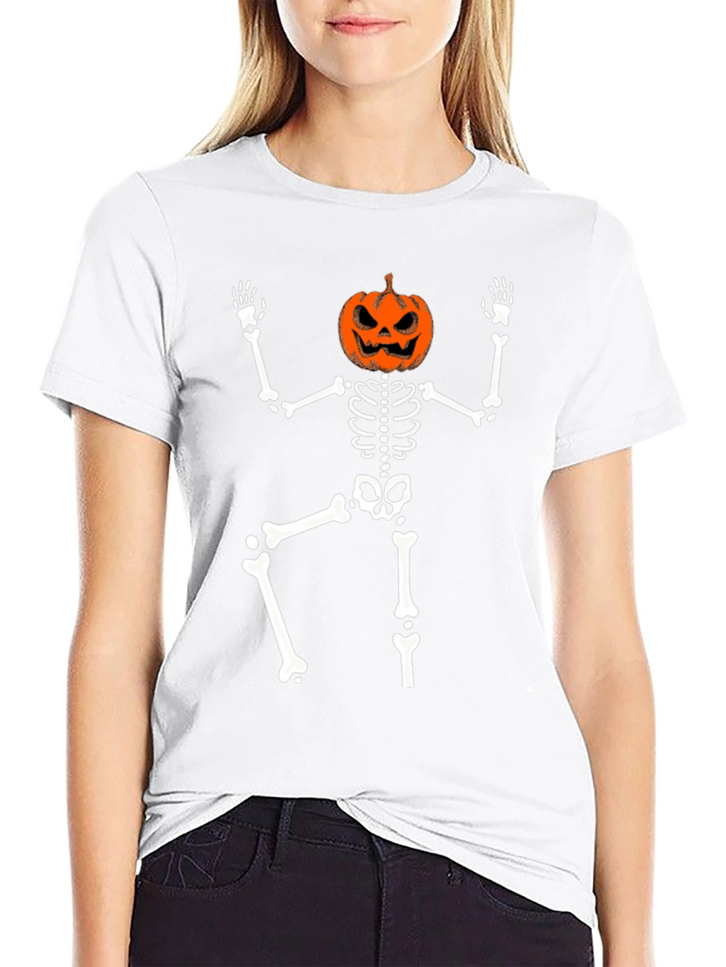 Halloween Skeleton Pumpkin Head T-Shirt