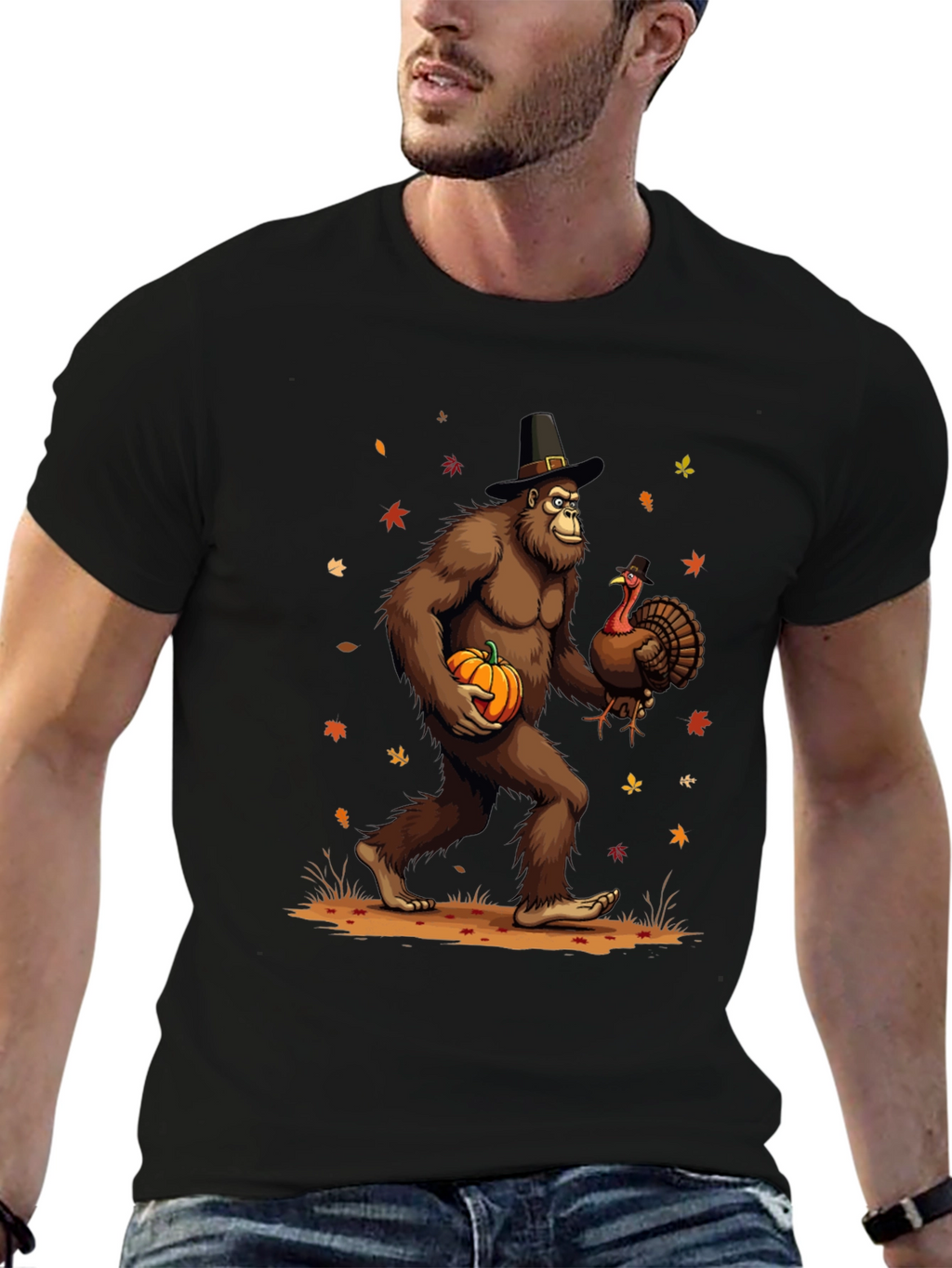 Festive Bigfoot Thanksgiving T-Shirt