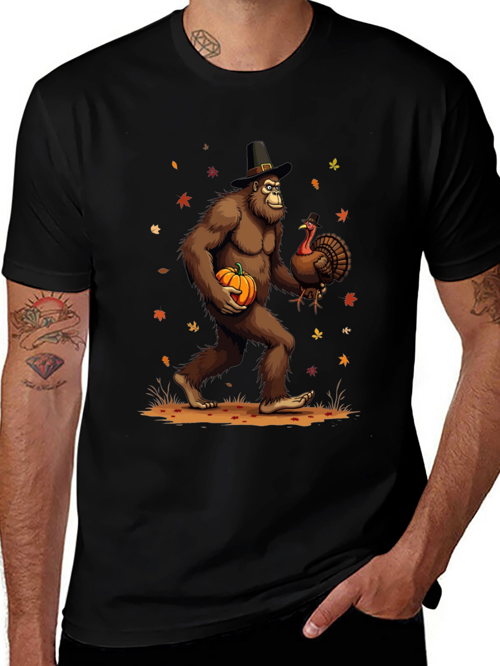 Festive Bigfoot Thanksgiving T-Shirt