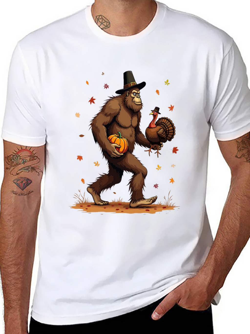 Festive Bigfoot Thanksgiving T-Shirt