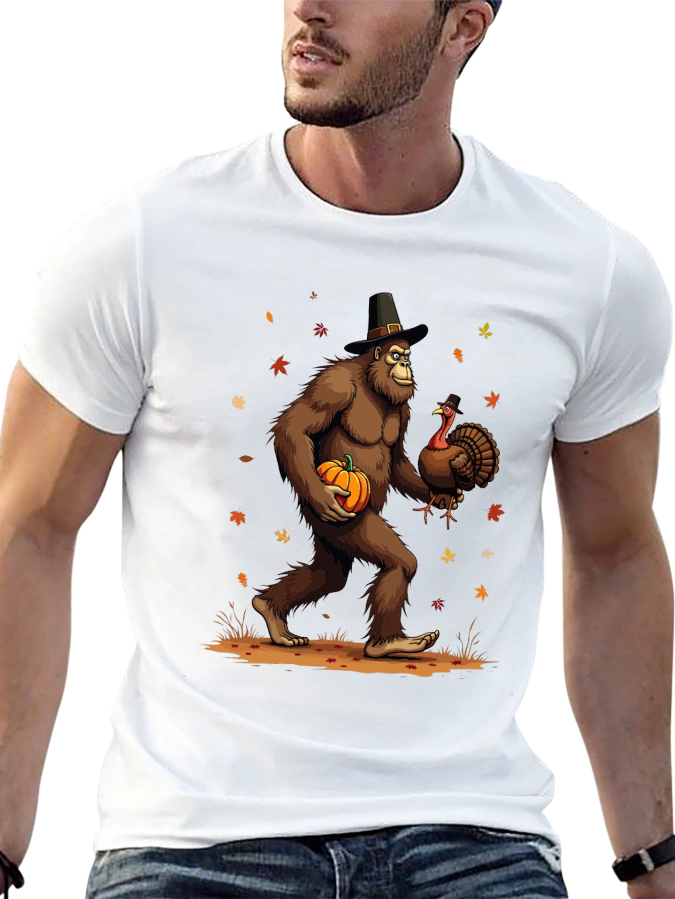 Festive Bigfoot Thanksgiving T-Shirt