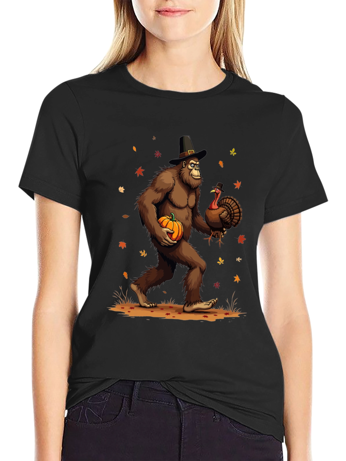 Festive Bigfoot Thanksgiving T-Shirt
