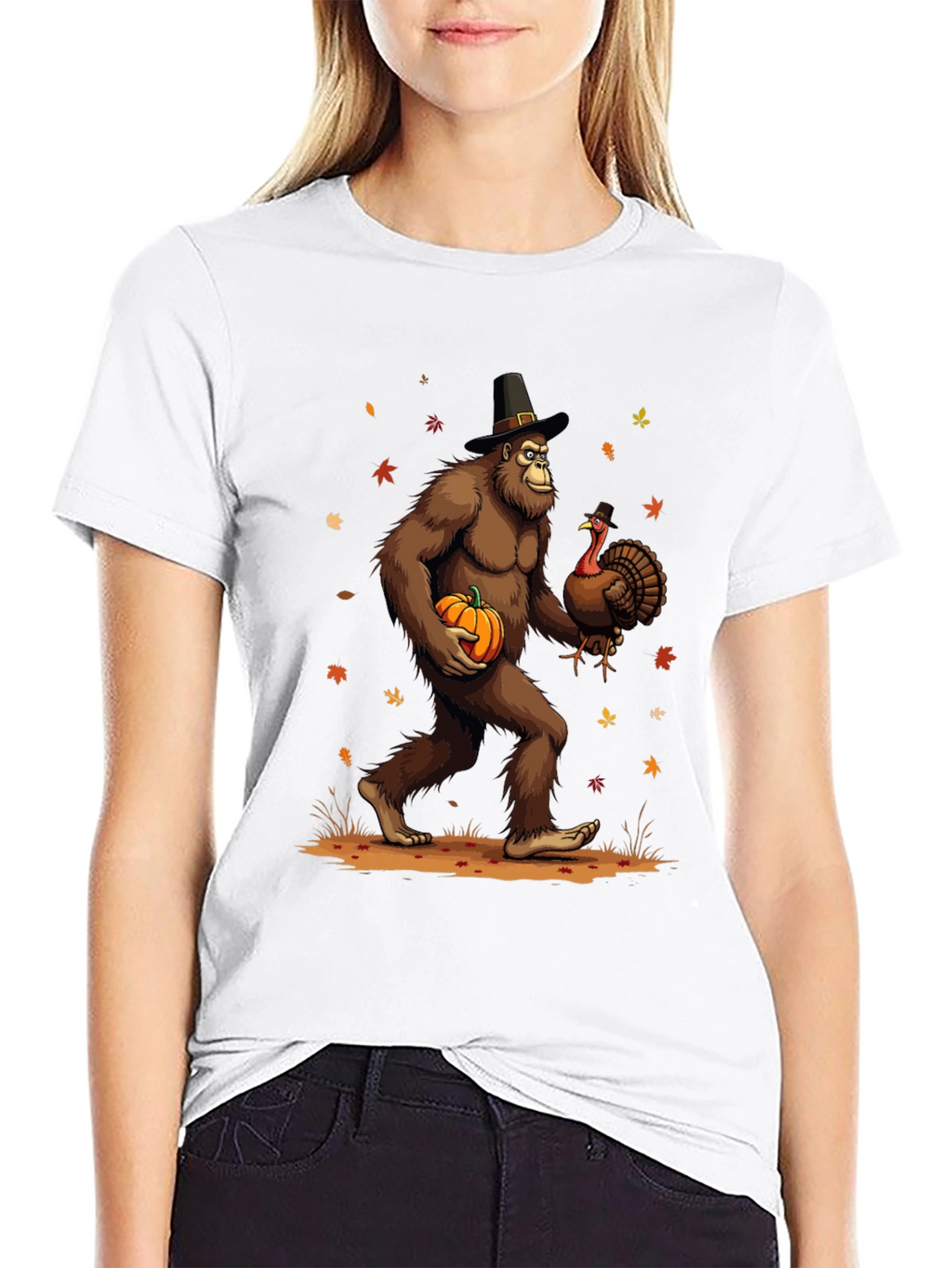 Festive Bigfoot Thanksgiving T-Shirt
