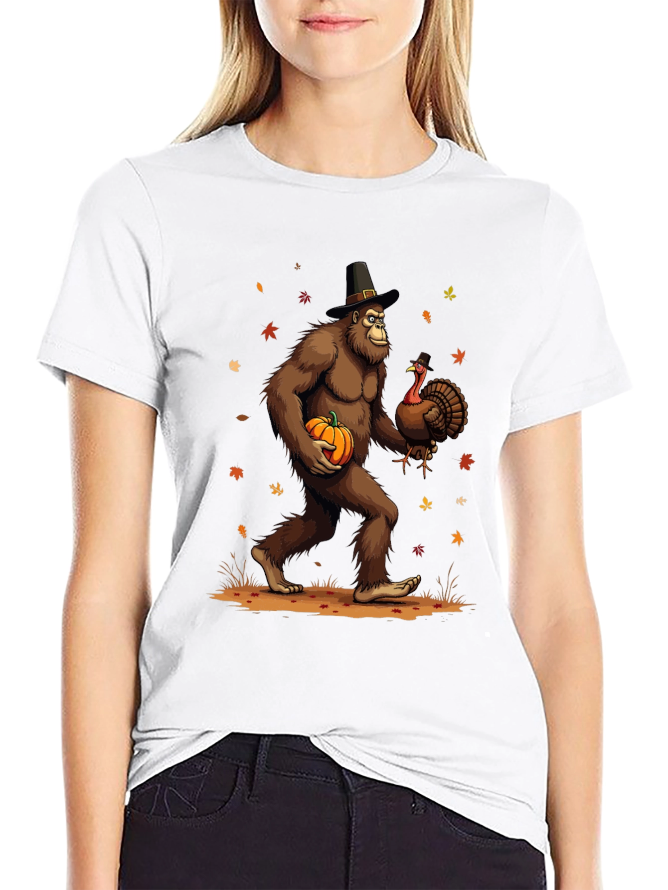 Festive Bigfoot Thanksgiving T-Shirt