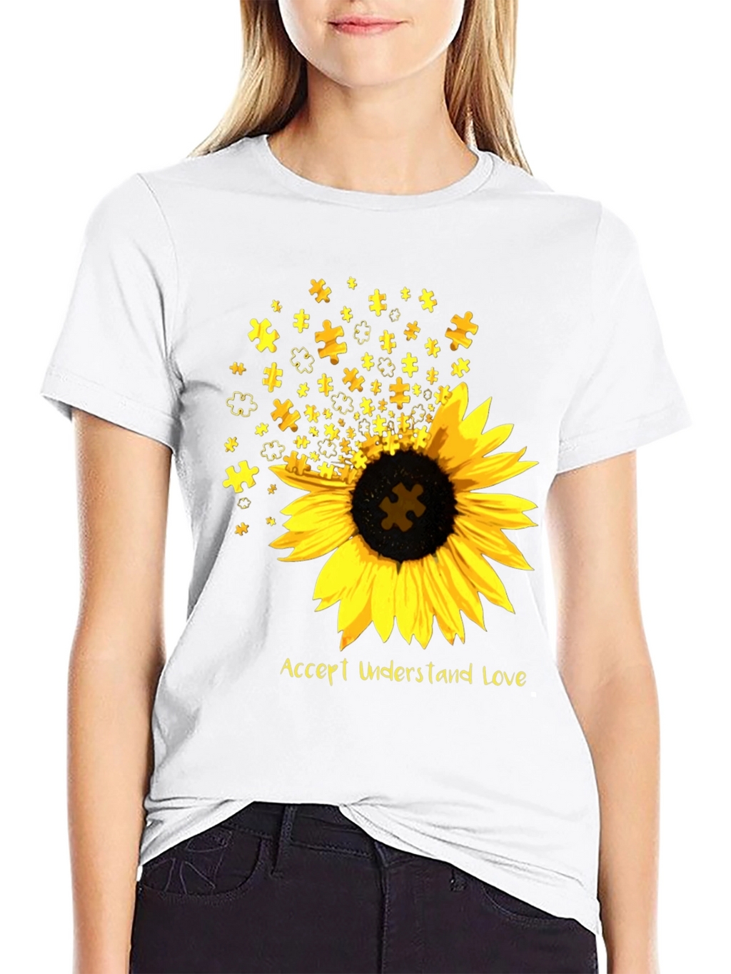 Autism Awareness Sunflower Puzzle T-Shirt