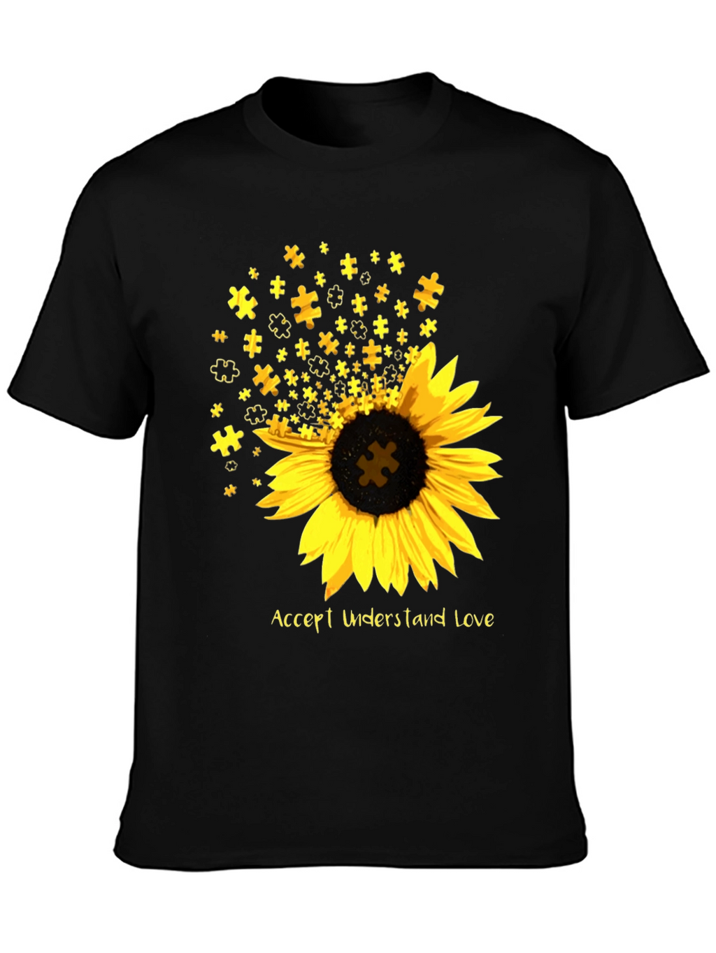 Autism Awareness Sunflower Puzzle T-Shirt