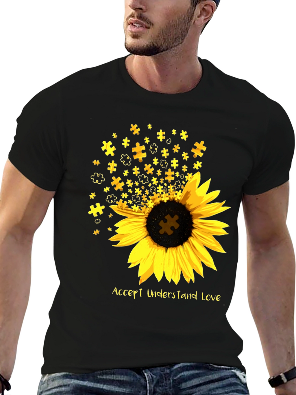 Autism Awareness Sunflower Puzzle T-Shirt