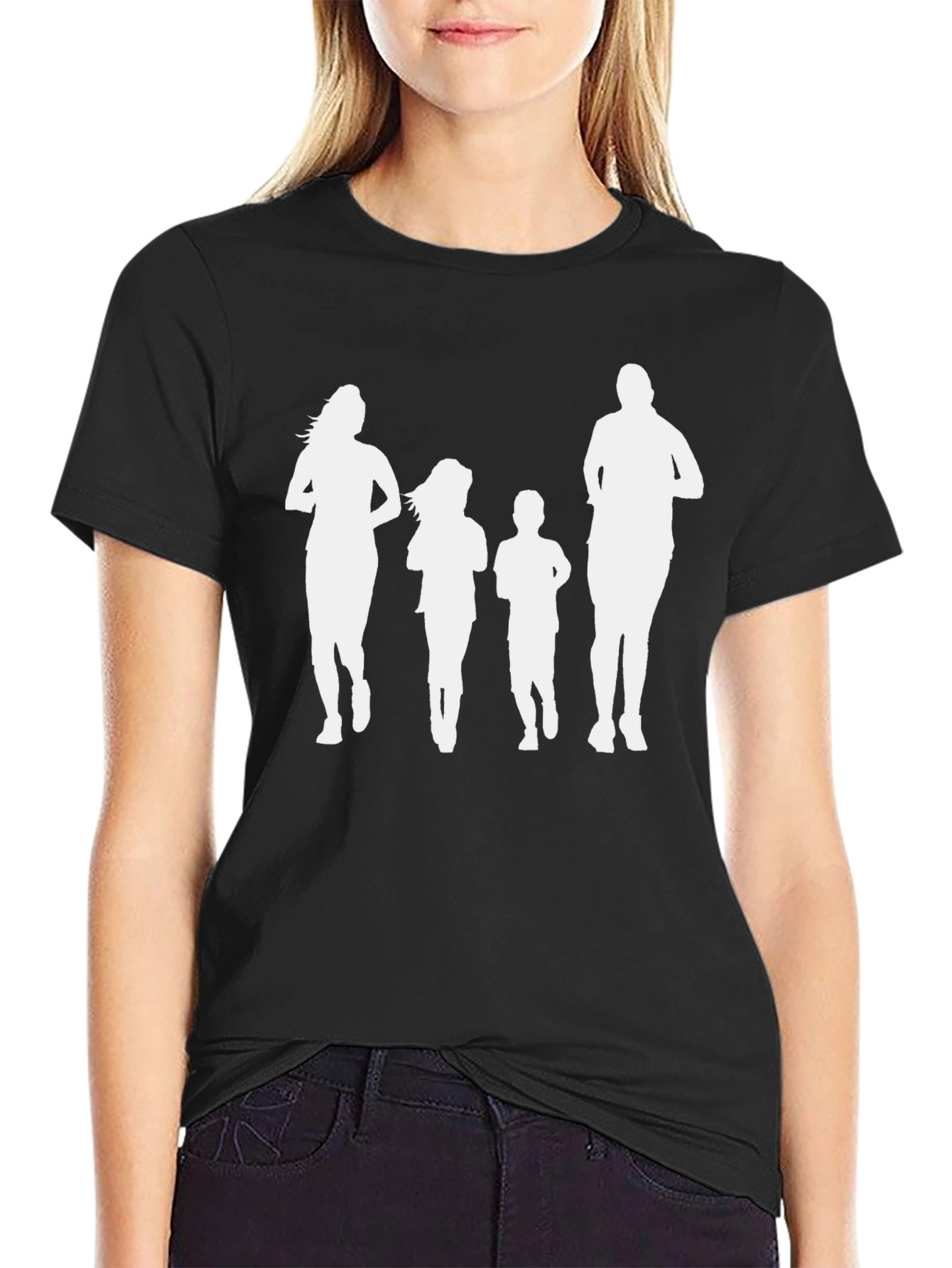 Family Run T-Shirt: Black Crew Neck Graphic Tee