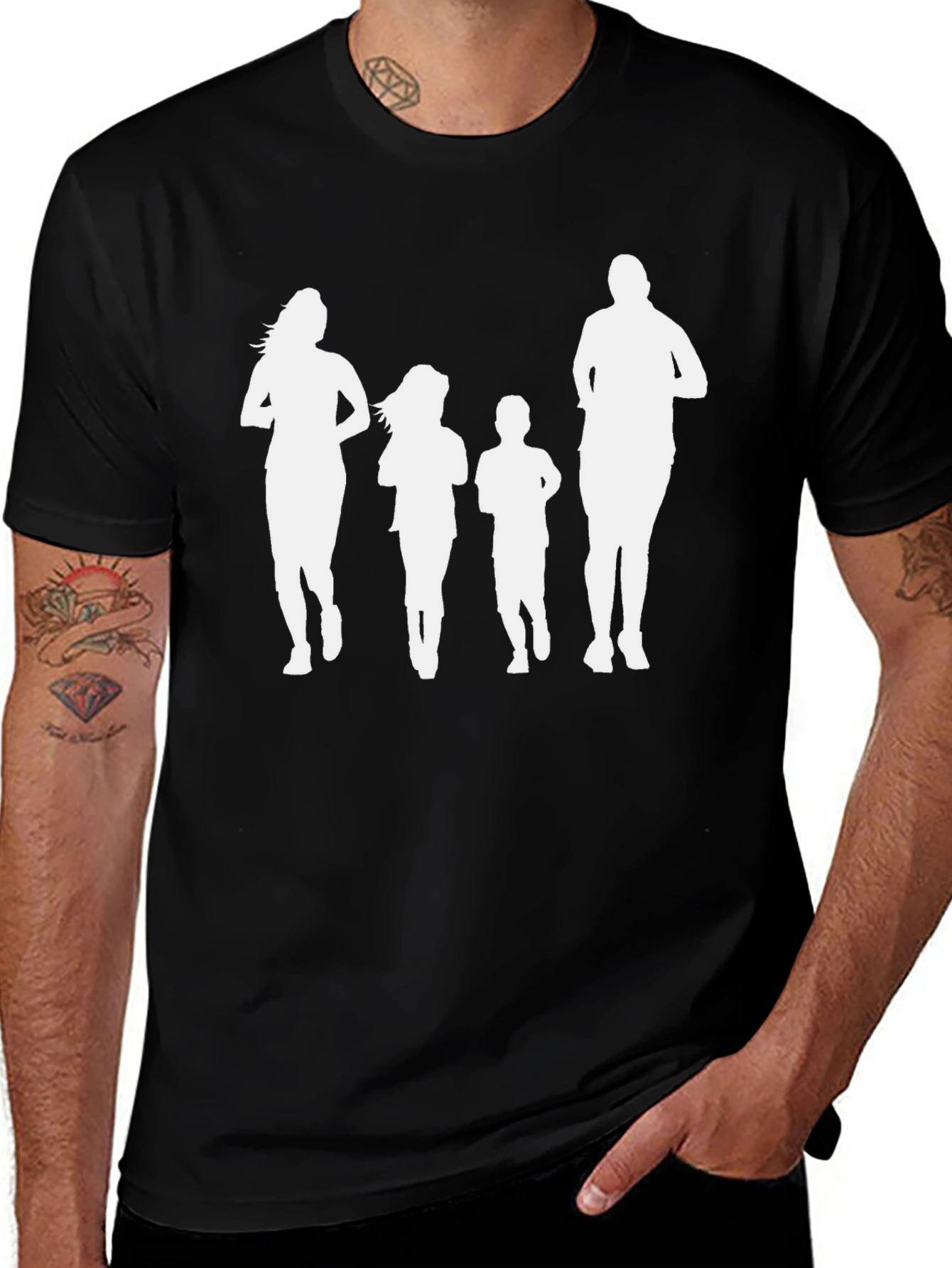 Family Run T-Shirt: Black Crew Neck Graphic Tee