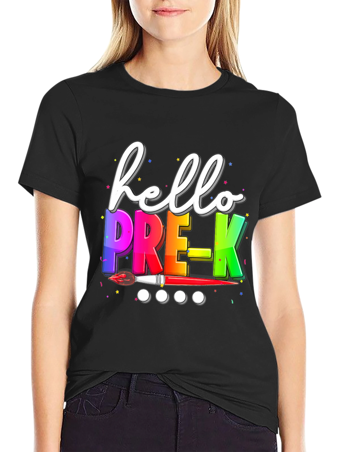 Hello Pre-K Teacher T-Shirt - Colorful Back to School Tee