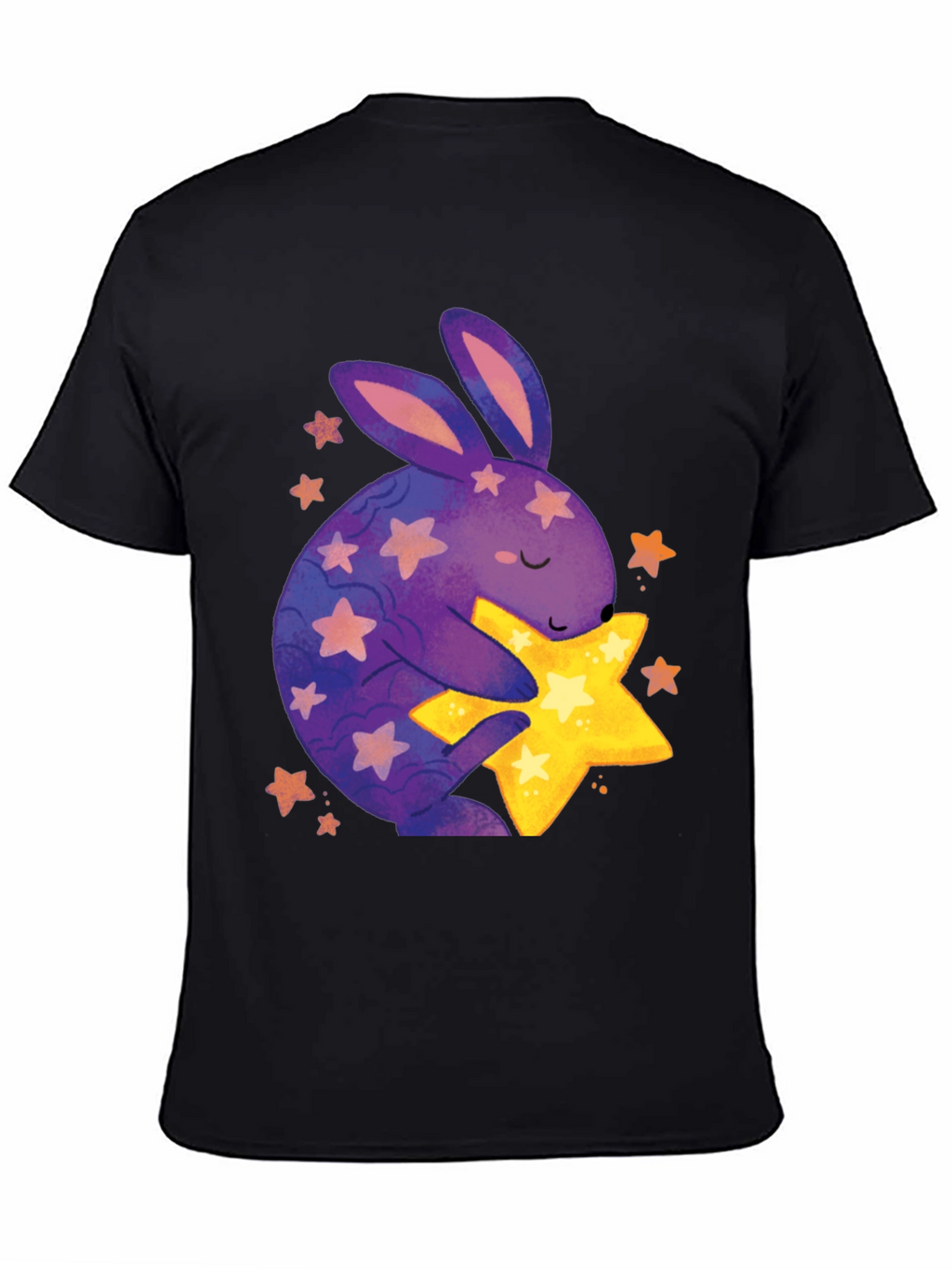 Cute Bunny Hugging Star Graphic Tee