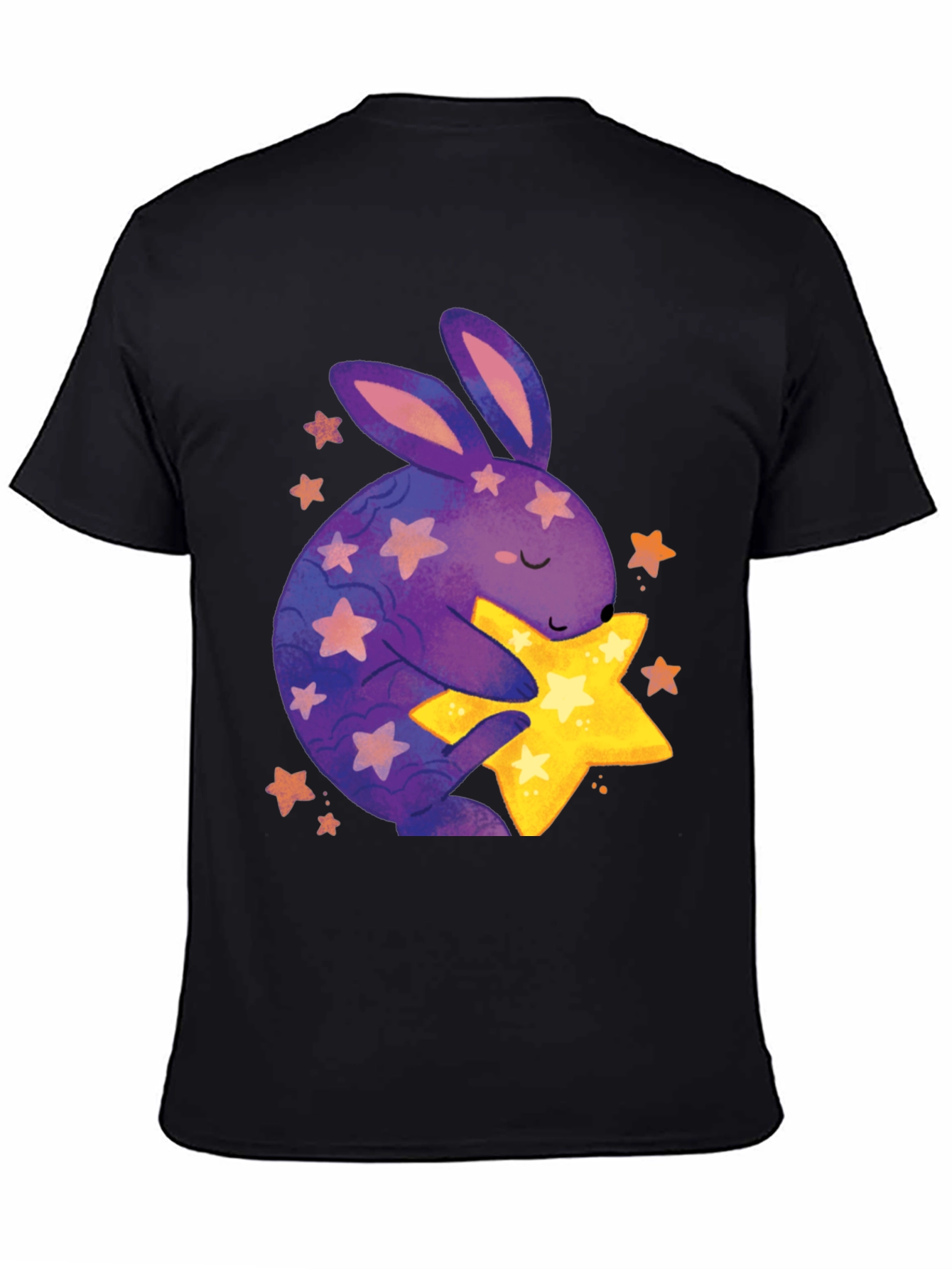 Cute Bunny Hugging Star Graphic Tee
