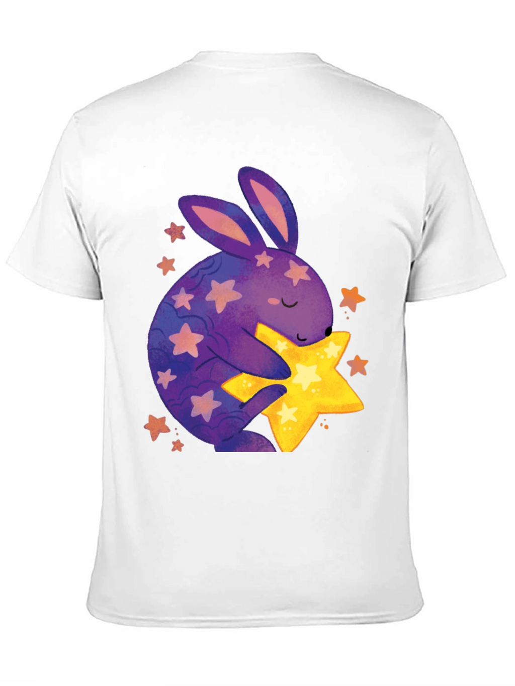Cute Bunny Hugging Star Graphic Tee
