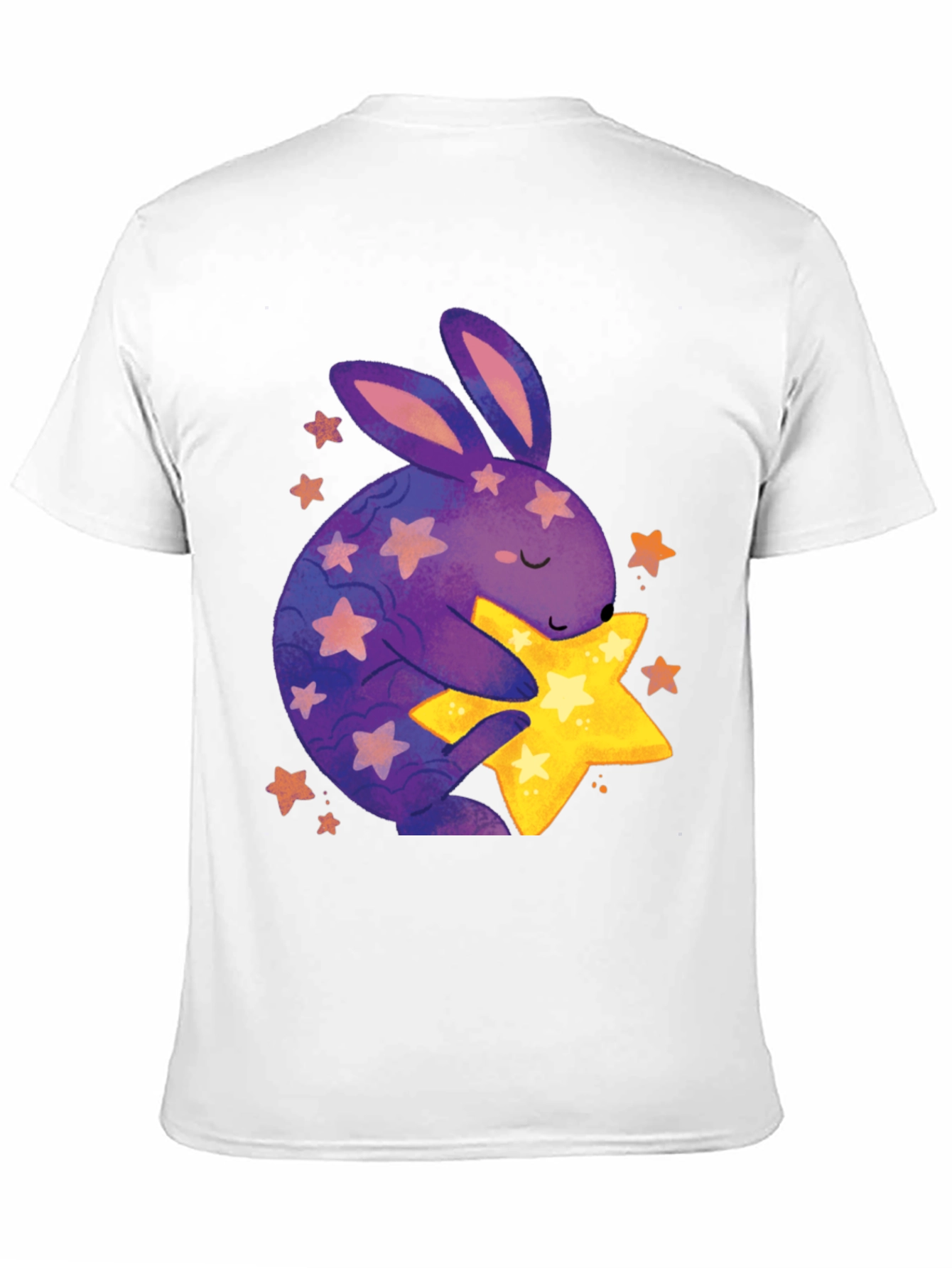 Cute Bunny Hugging Star Graphic Tee
