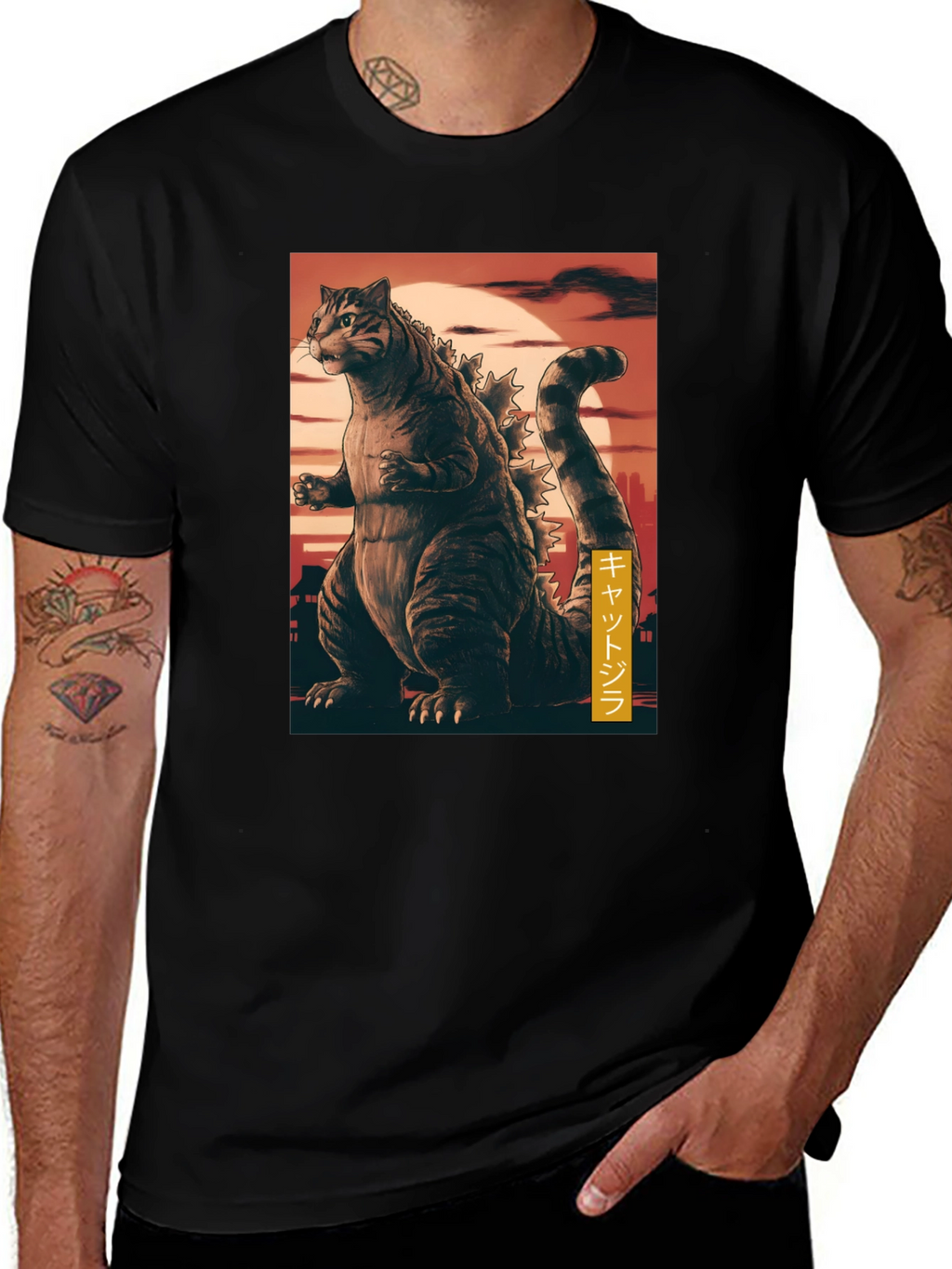 Cat Godzilla Graphic T-Shirt