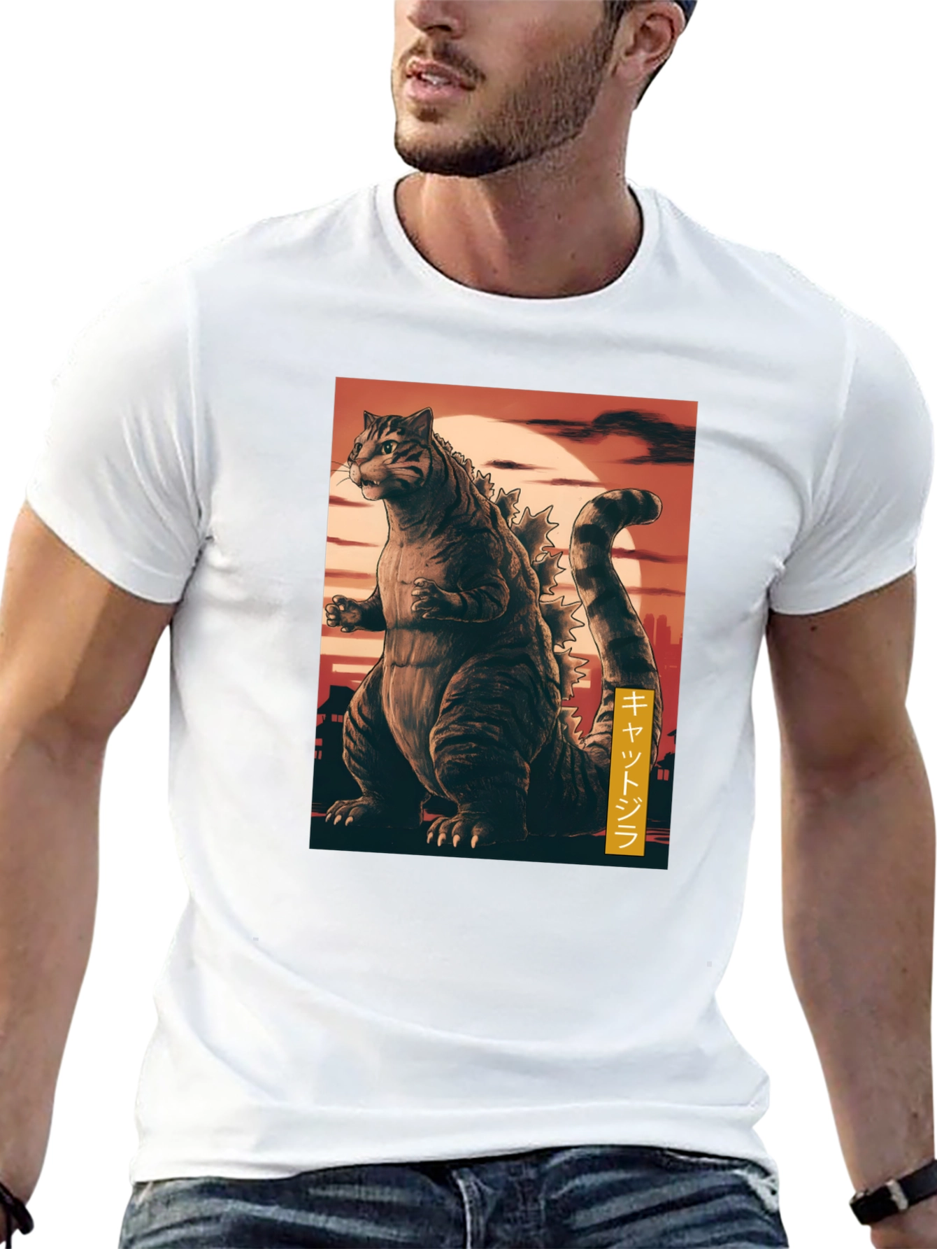Cat Godzilla Graphic T-Shirt