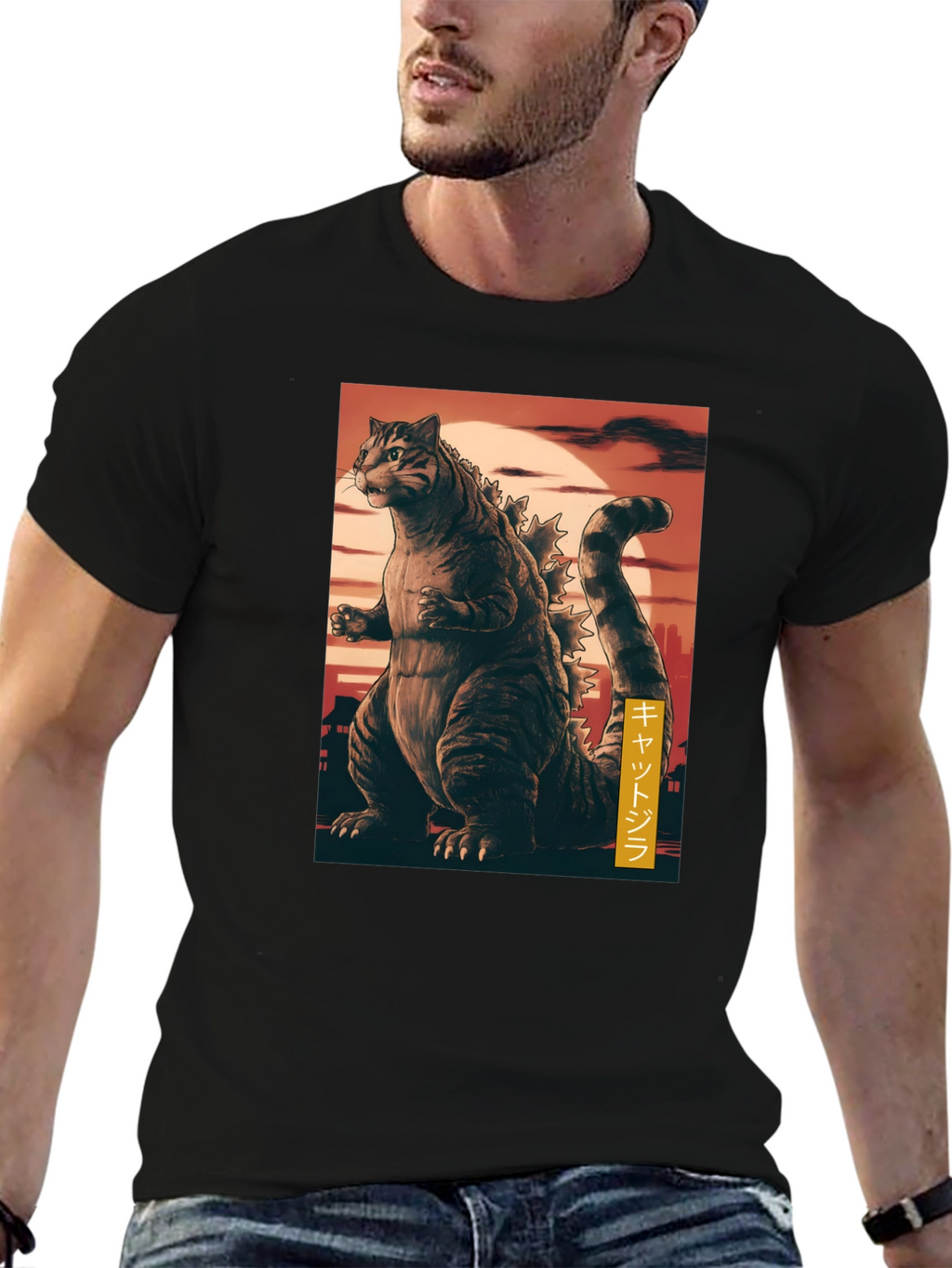 Cat Godzilla Graphic T-Shirt
