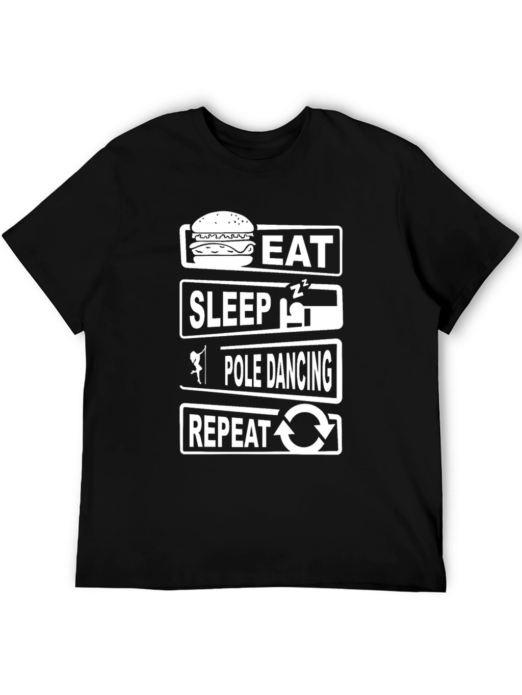Eat Sleep Pole Dance Repeat Black T-Shirt