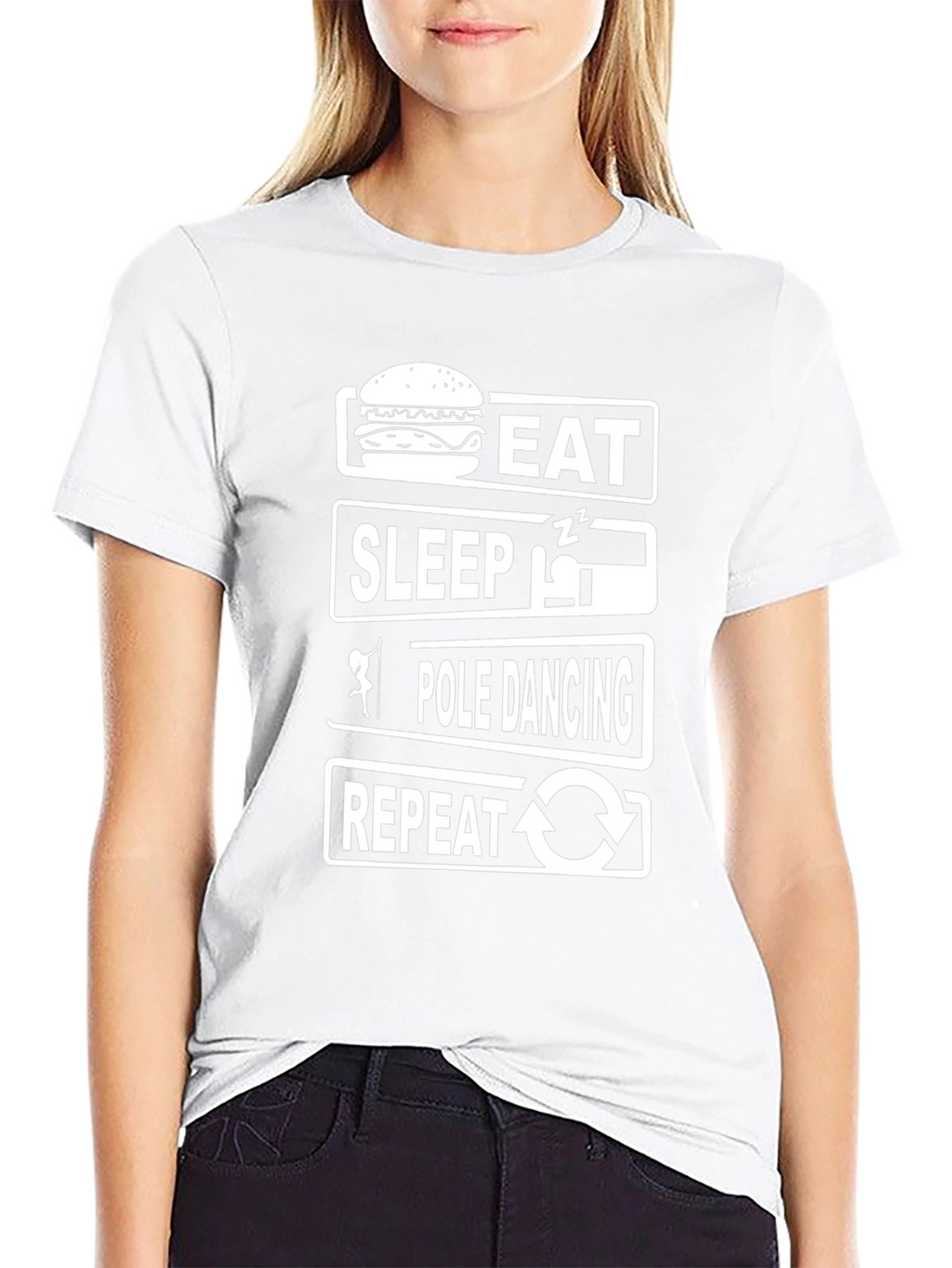 Eat Sleep Pole Dance Repeat Black T-Shirt