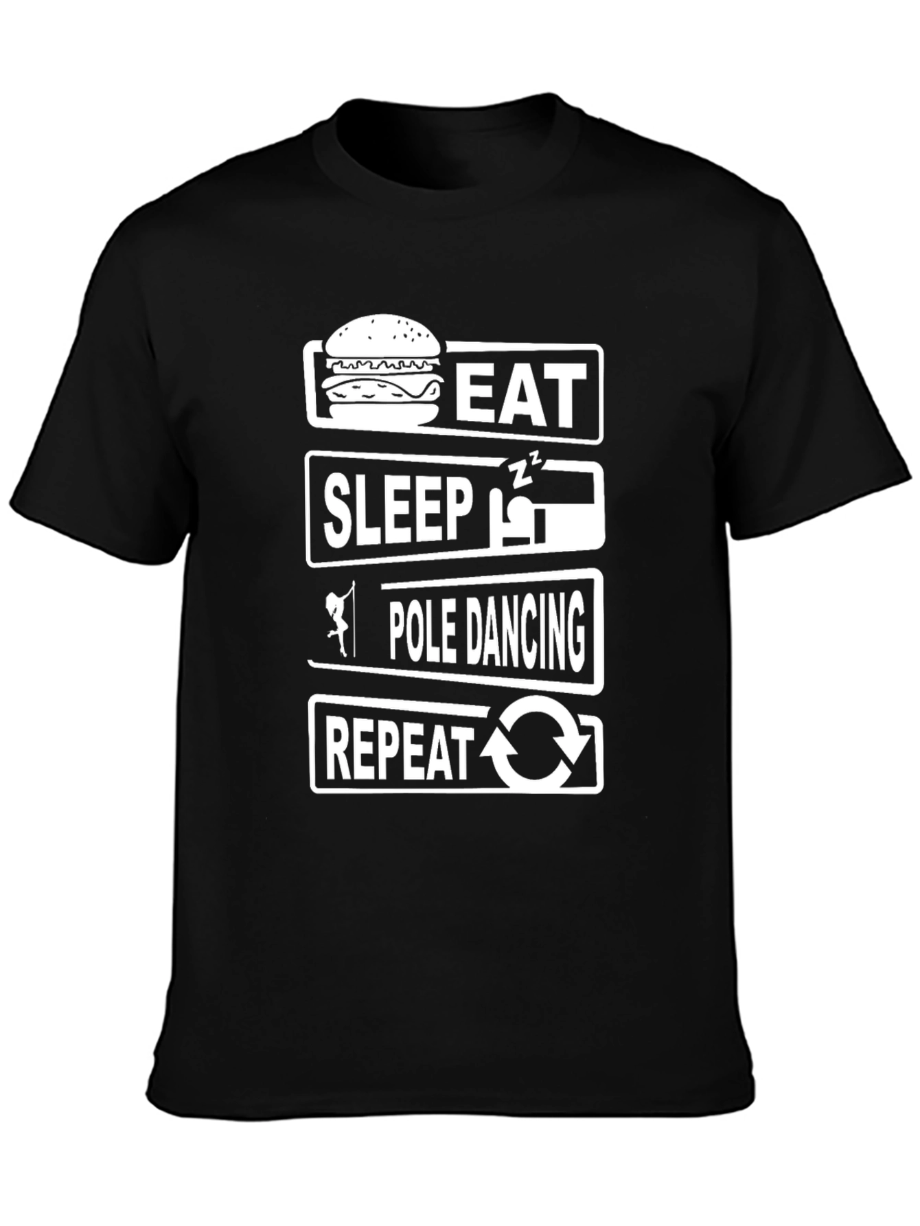 Eat Sleep Pole Dance Repeat Black T-Shirt