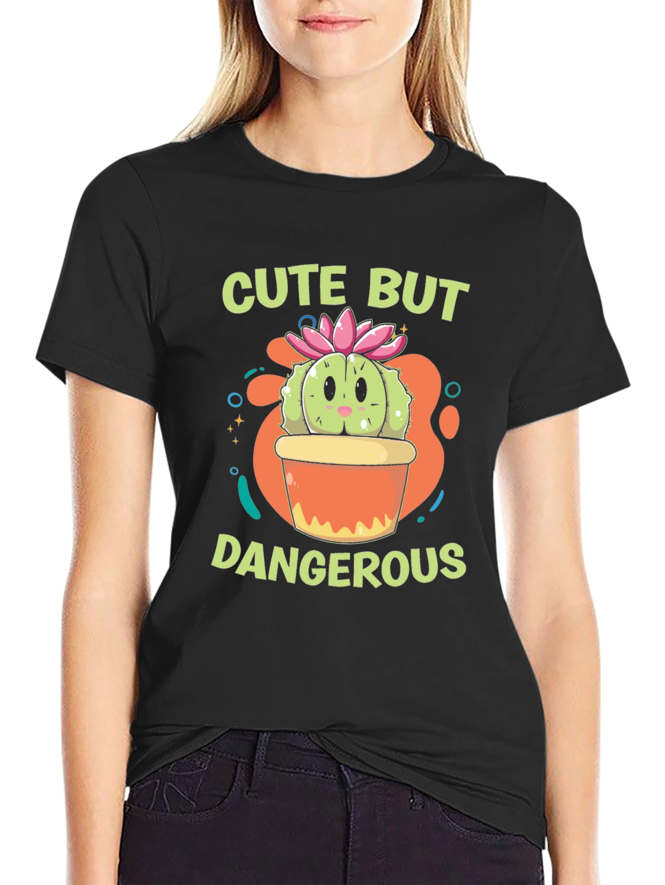 Cute But Dangerous Cactus Graphic T-Shirt