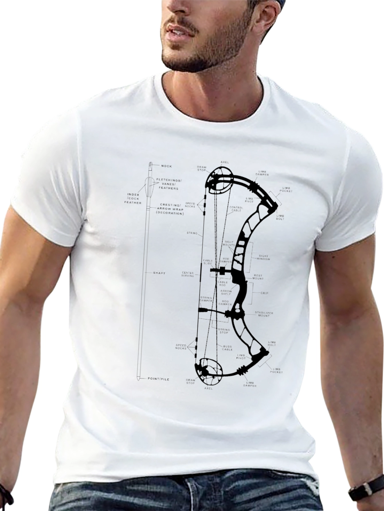Black Bow Diagram Graphic Tee Shirt