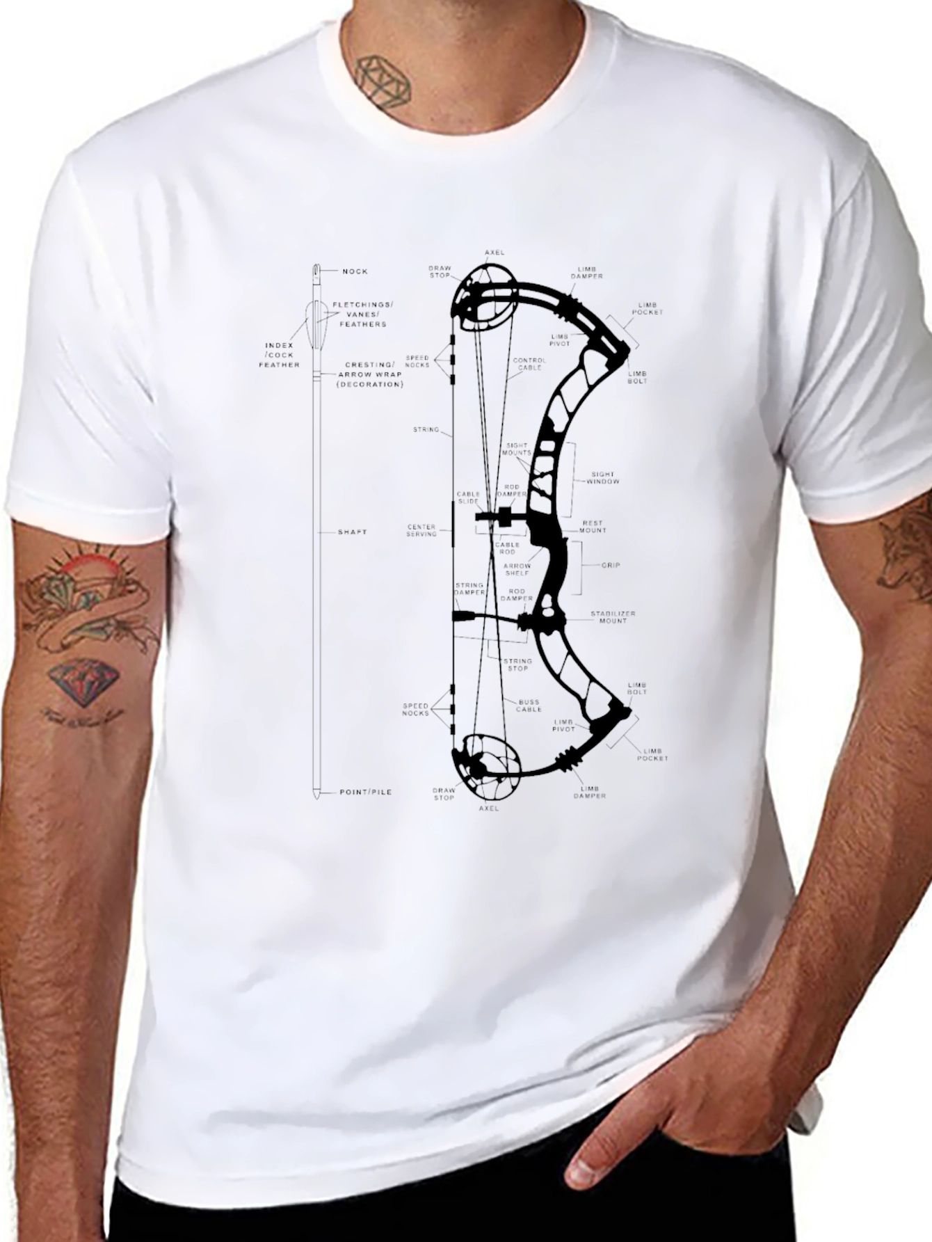Black Bow Diagram Graphic Tee Shirt