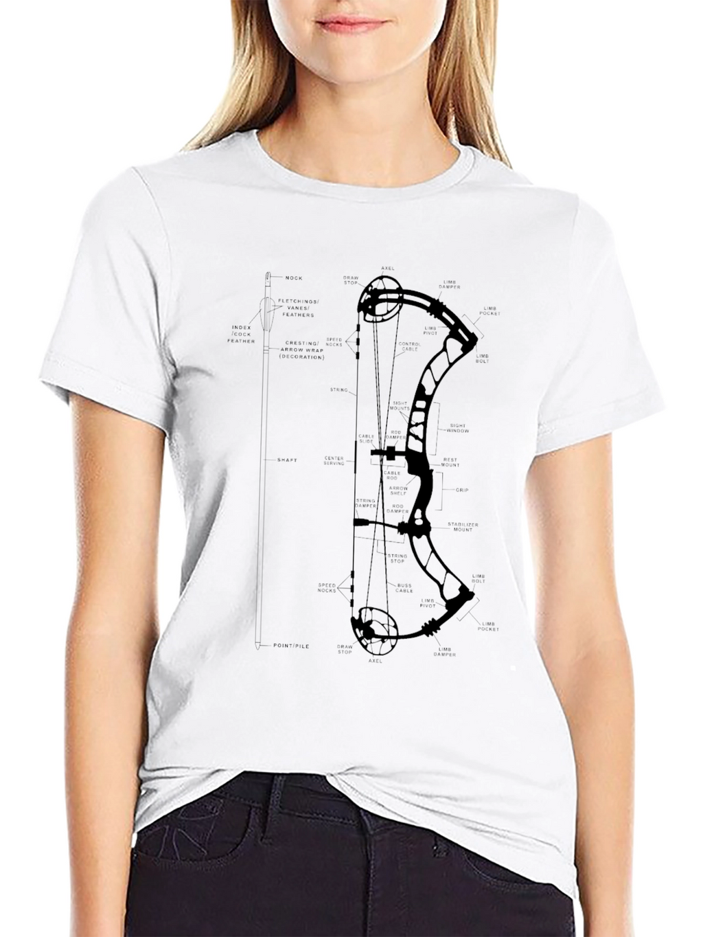 Black Bow Diagram Graphic Tee Shirt