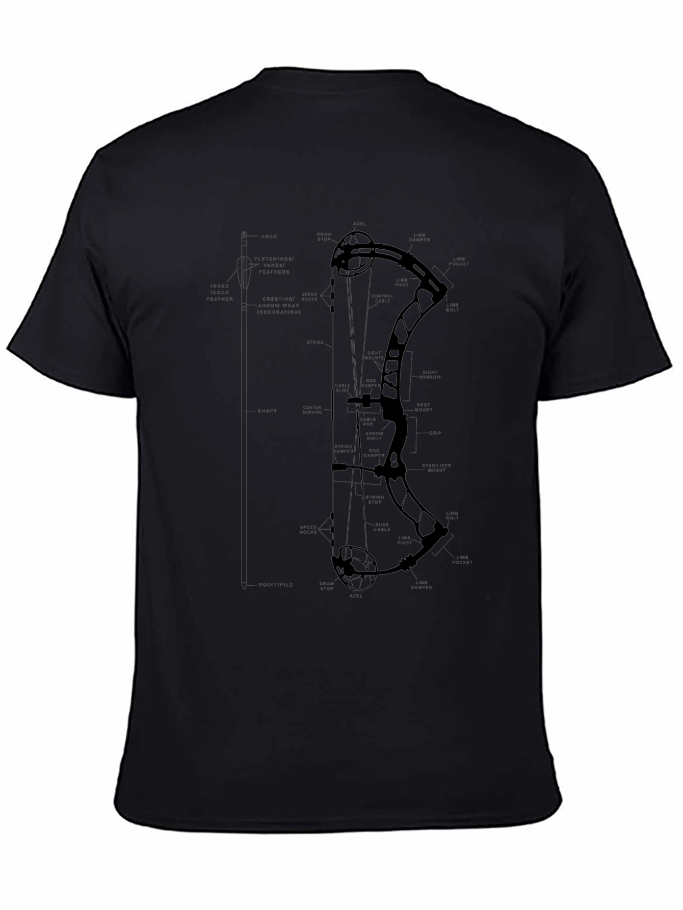 Black Bow Diagram Graphic Tee Shirt