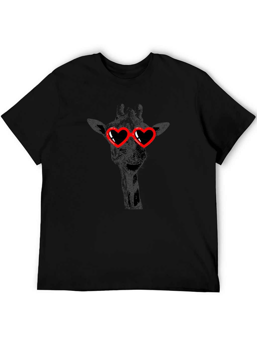 Giraffe Heart Sunglasses Black T-Shirt