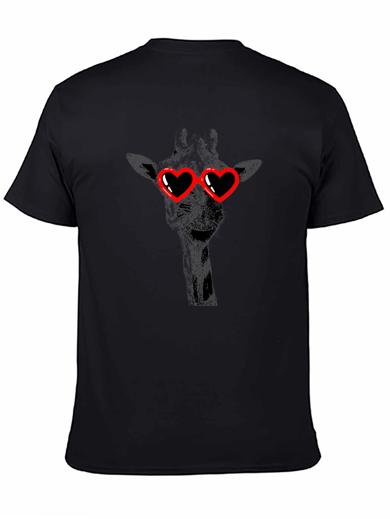 Giraffe Heart Sunglasses Black T-Shirt